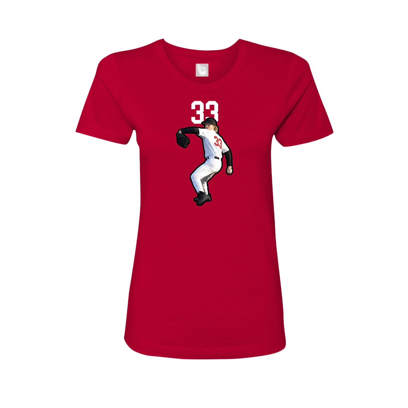 Fitted Women's Tee — Number Top in Red