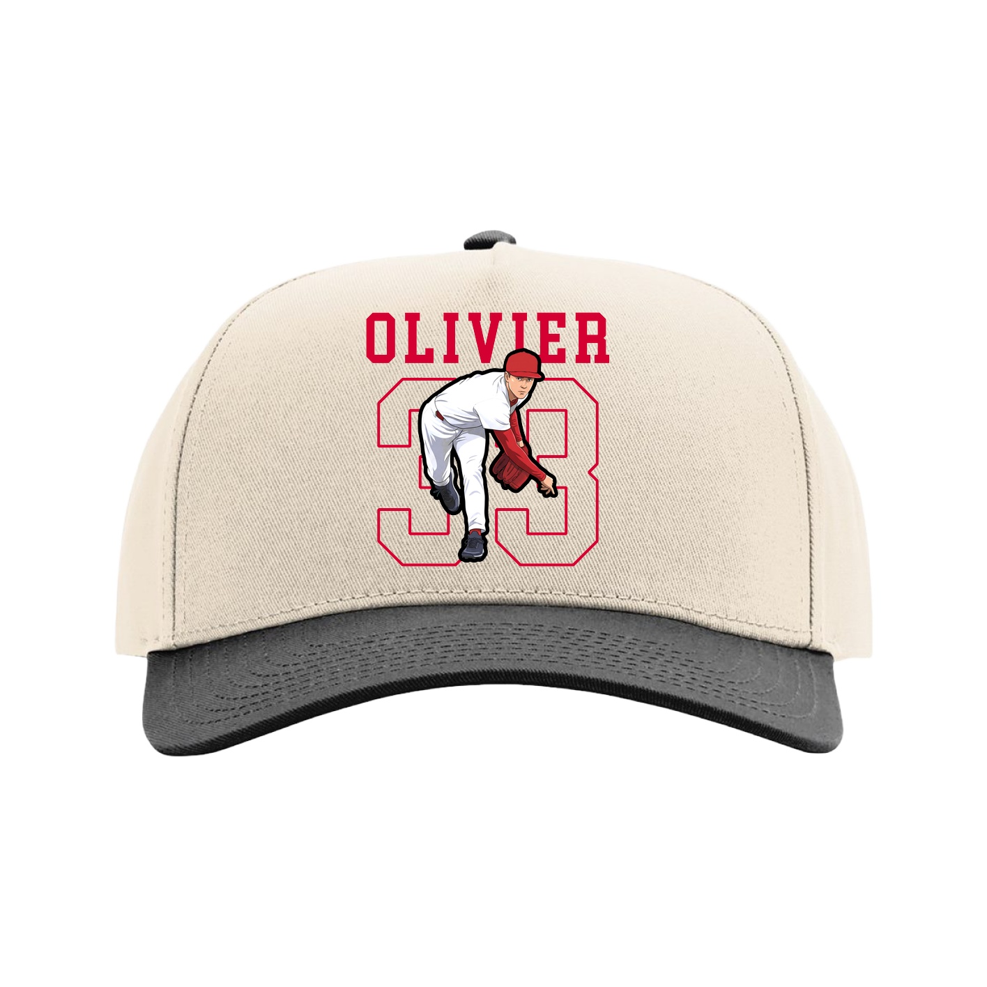 Full Fabric Five-Panel Champ Cap — Shirsey in Cream/Black