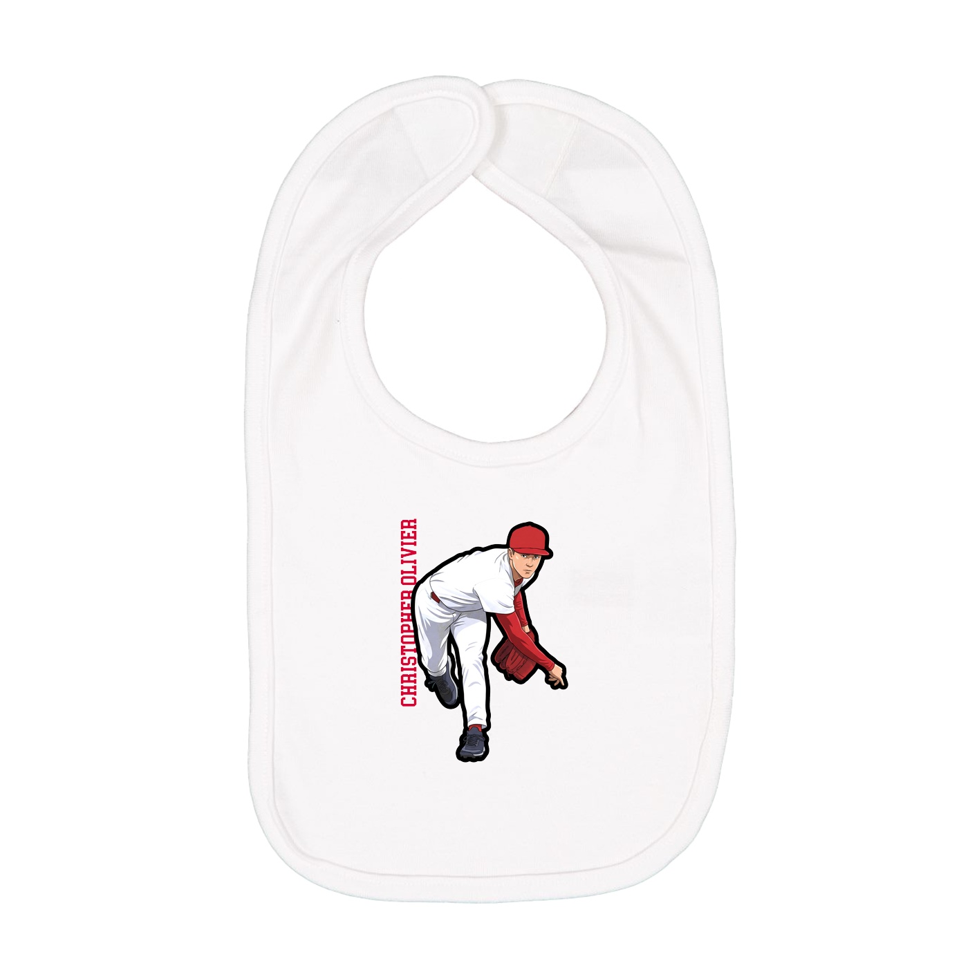 Infant Bib — Name Vertical in White