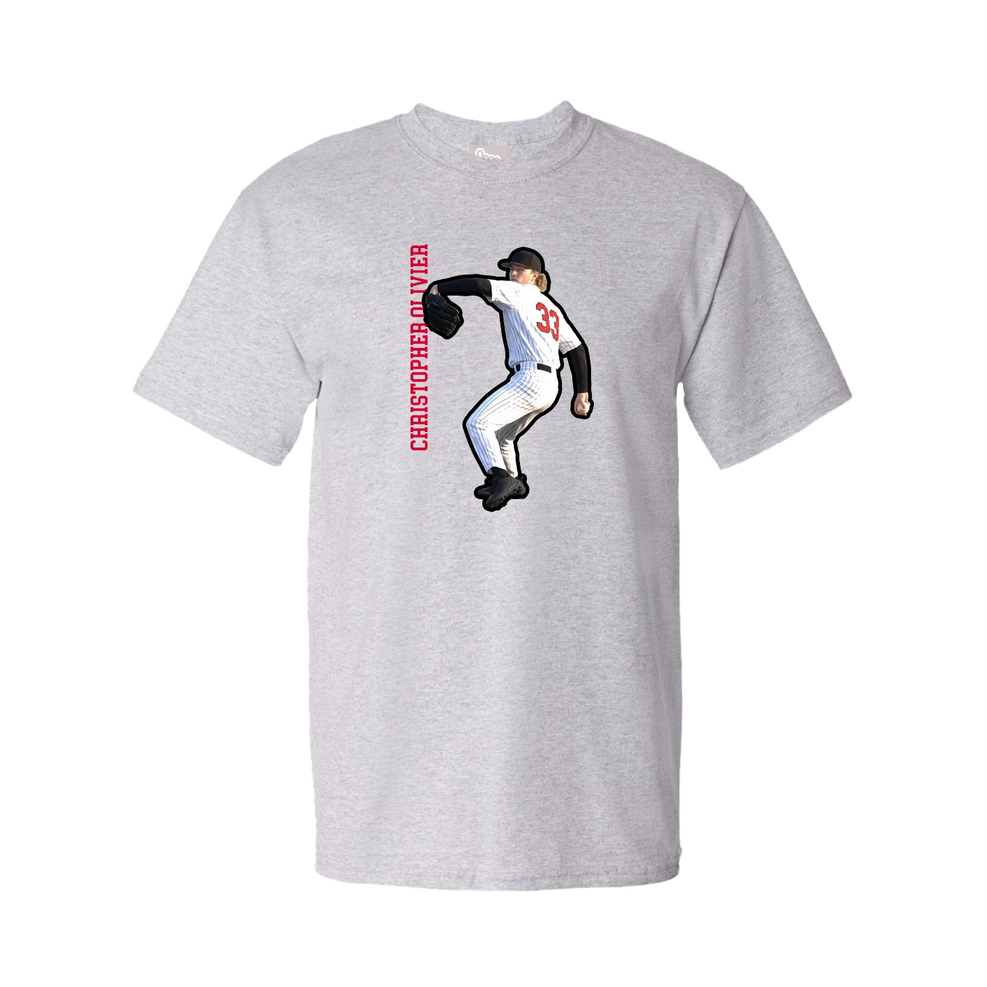 Tee — Name Vertical in Grey