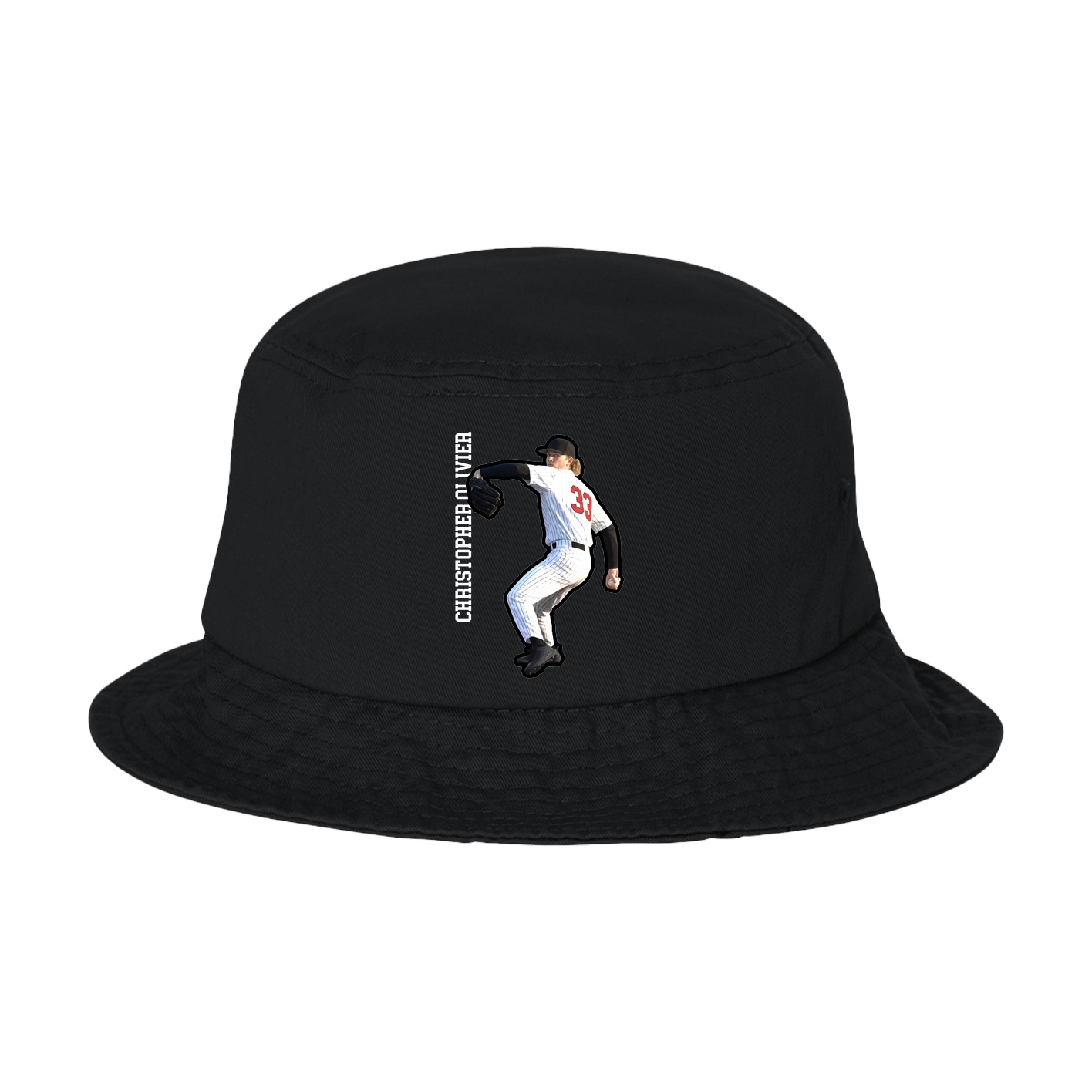 Bucket Cap — Name Vertical in Black