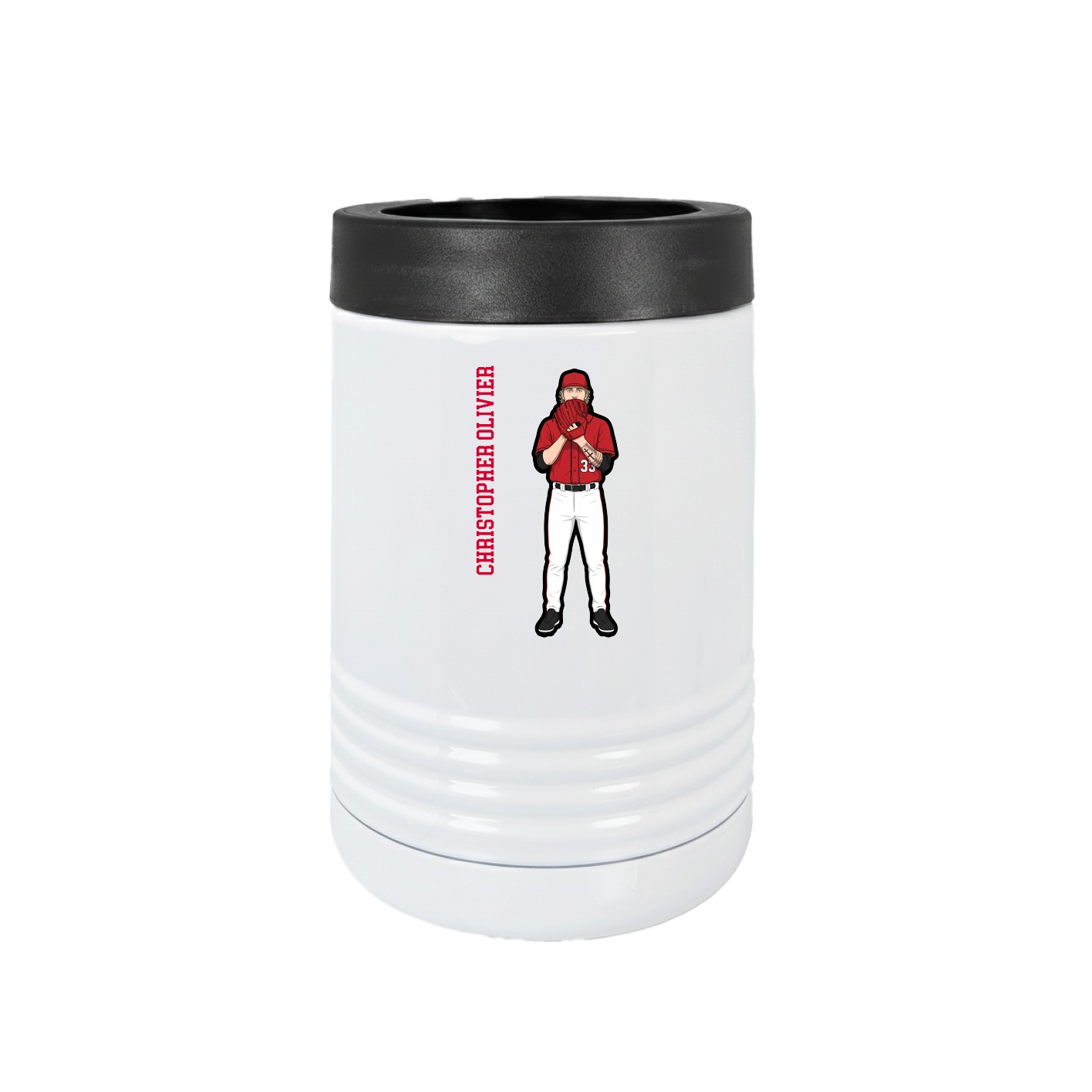 Beverage Holder — Name Vertical in White