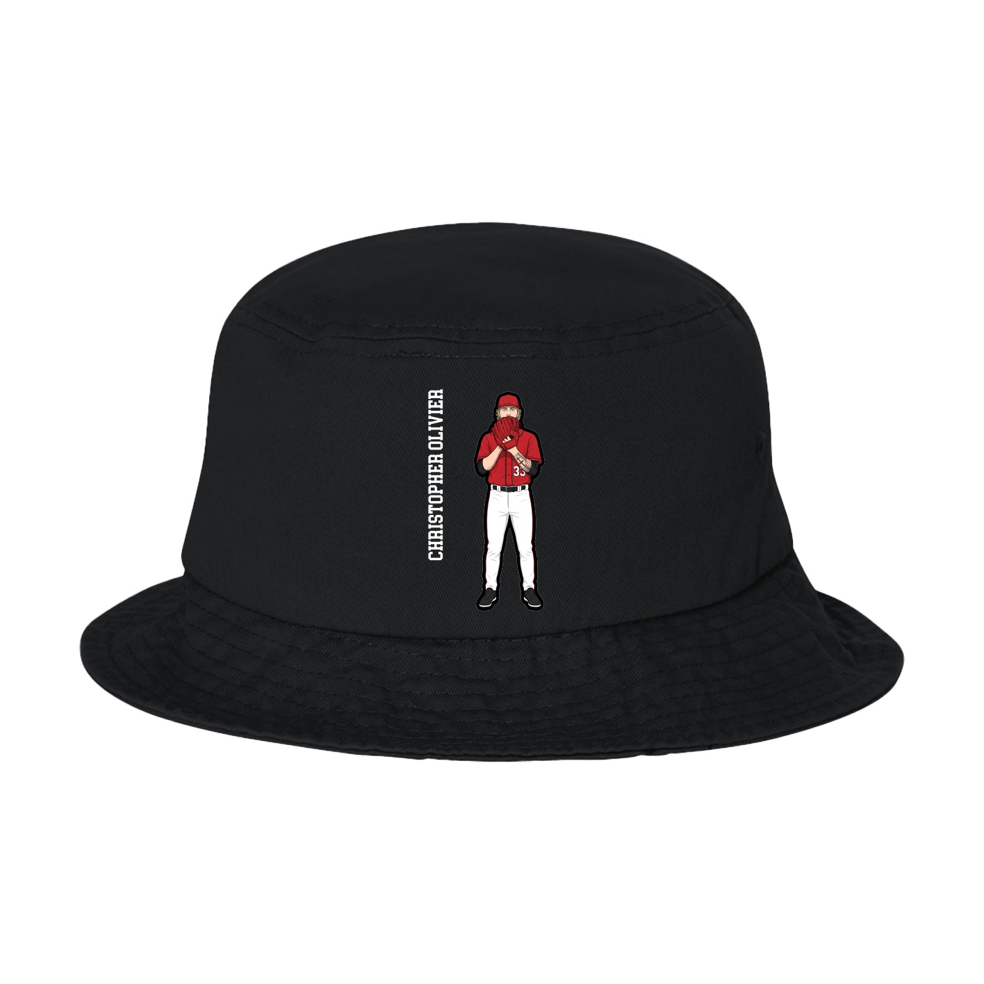 Bucket Cap — Name Vertical in Black
