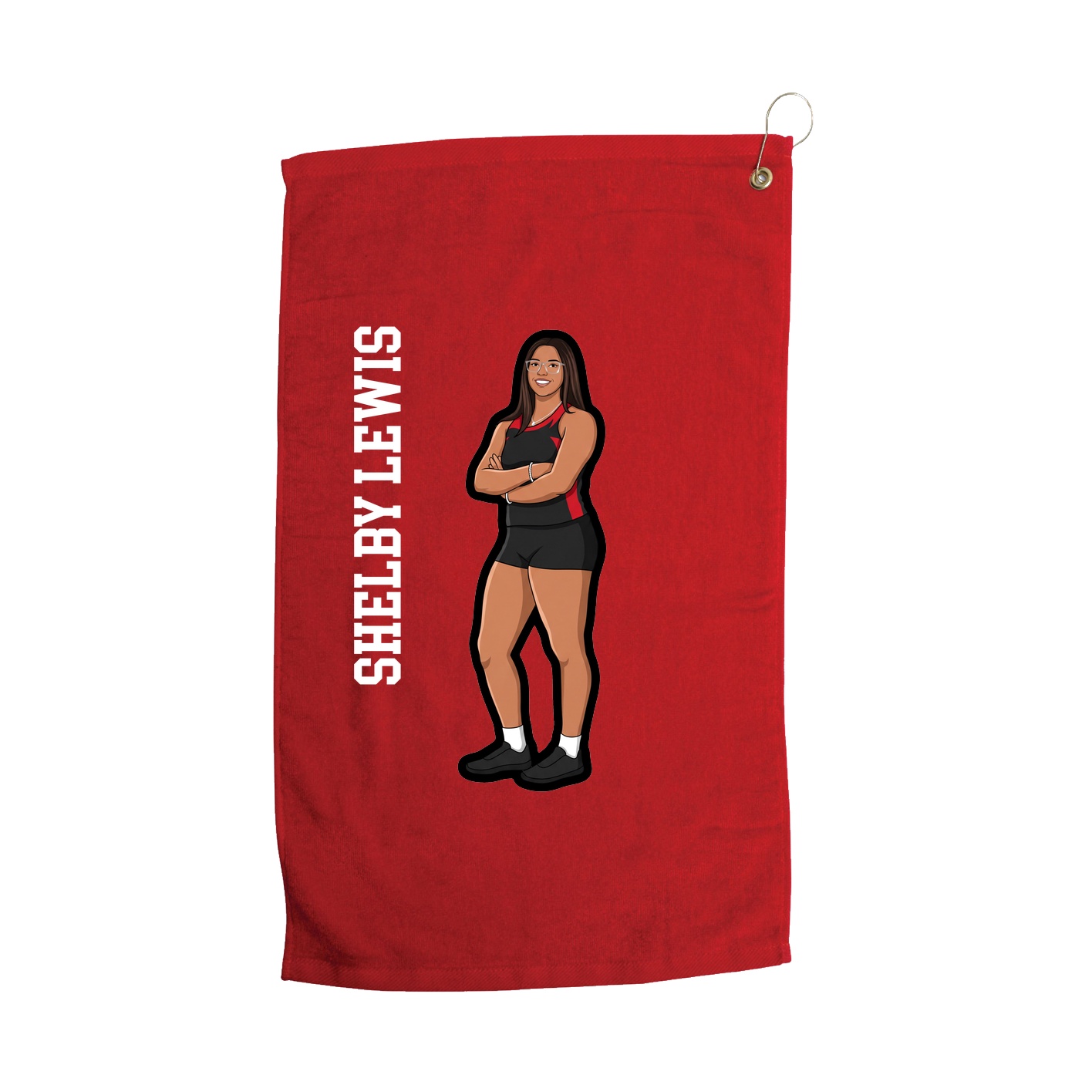 Golf Towel — Name Vertical in Red