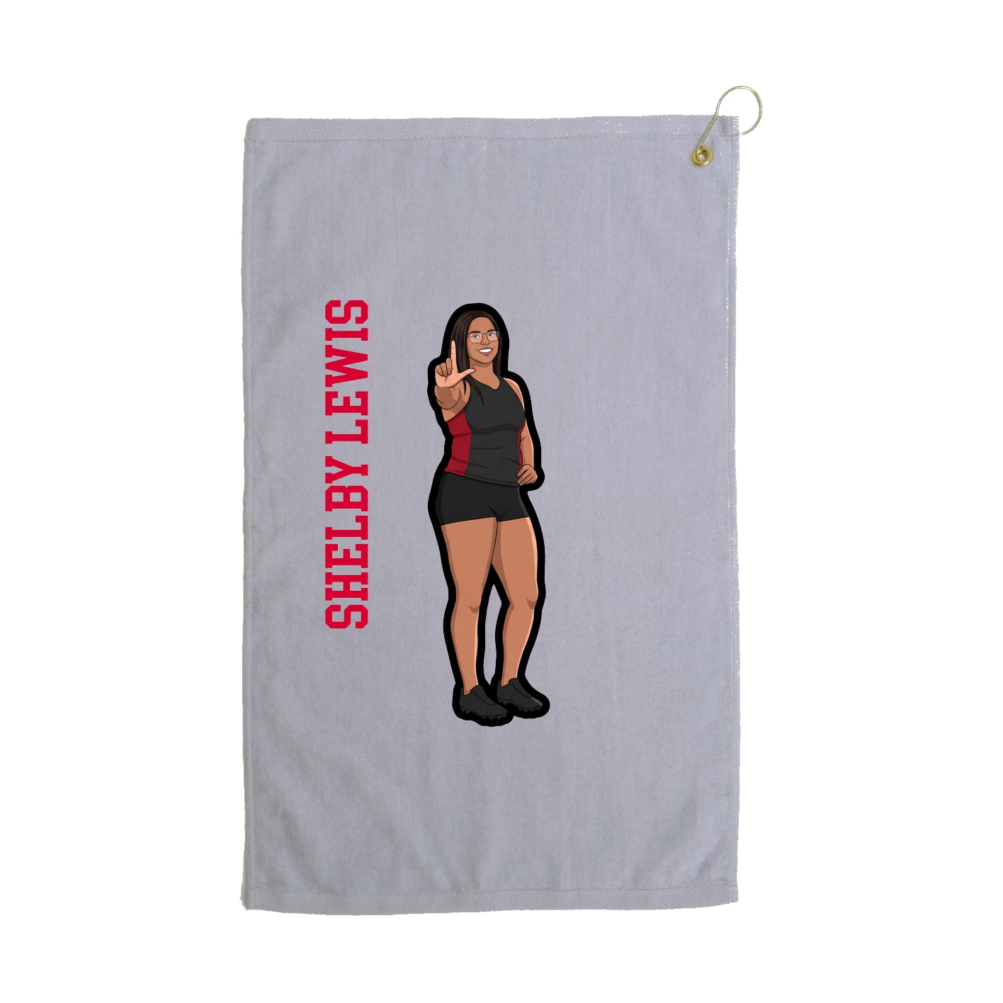 Golf Towel — Name Vertical in Grey