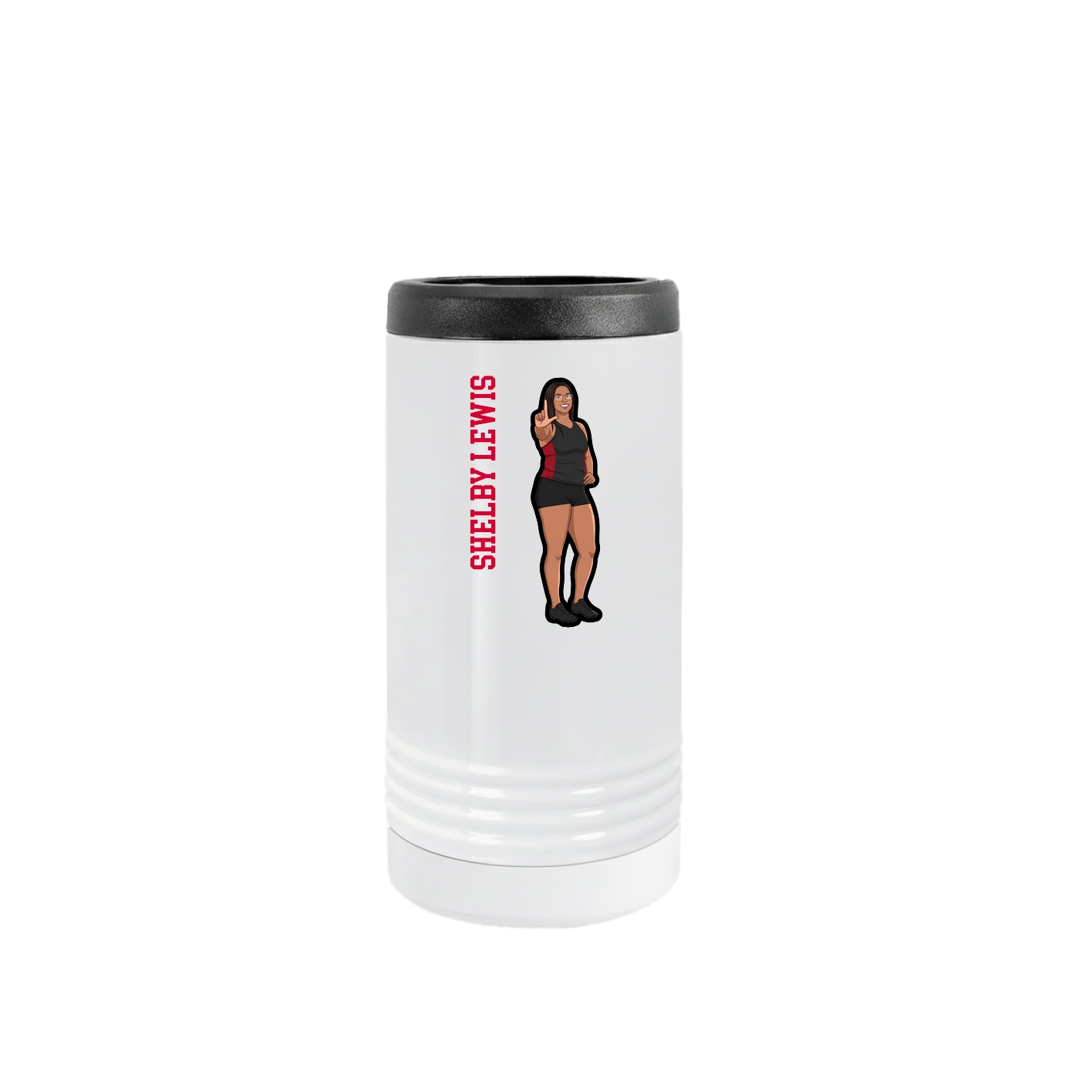 Slim Beverage Holder — Name Vertical in White
