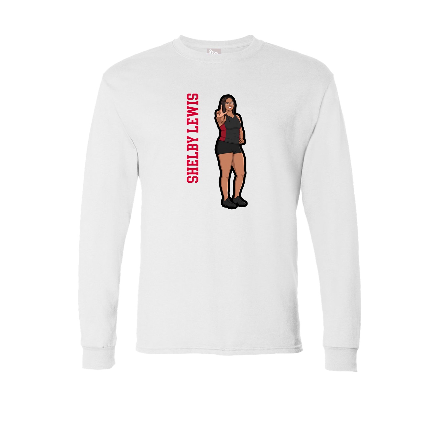 Long Sleeve Tee — Name Vertical in White