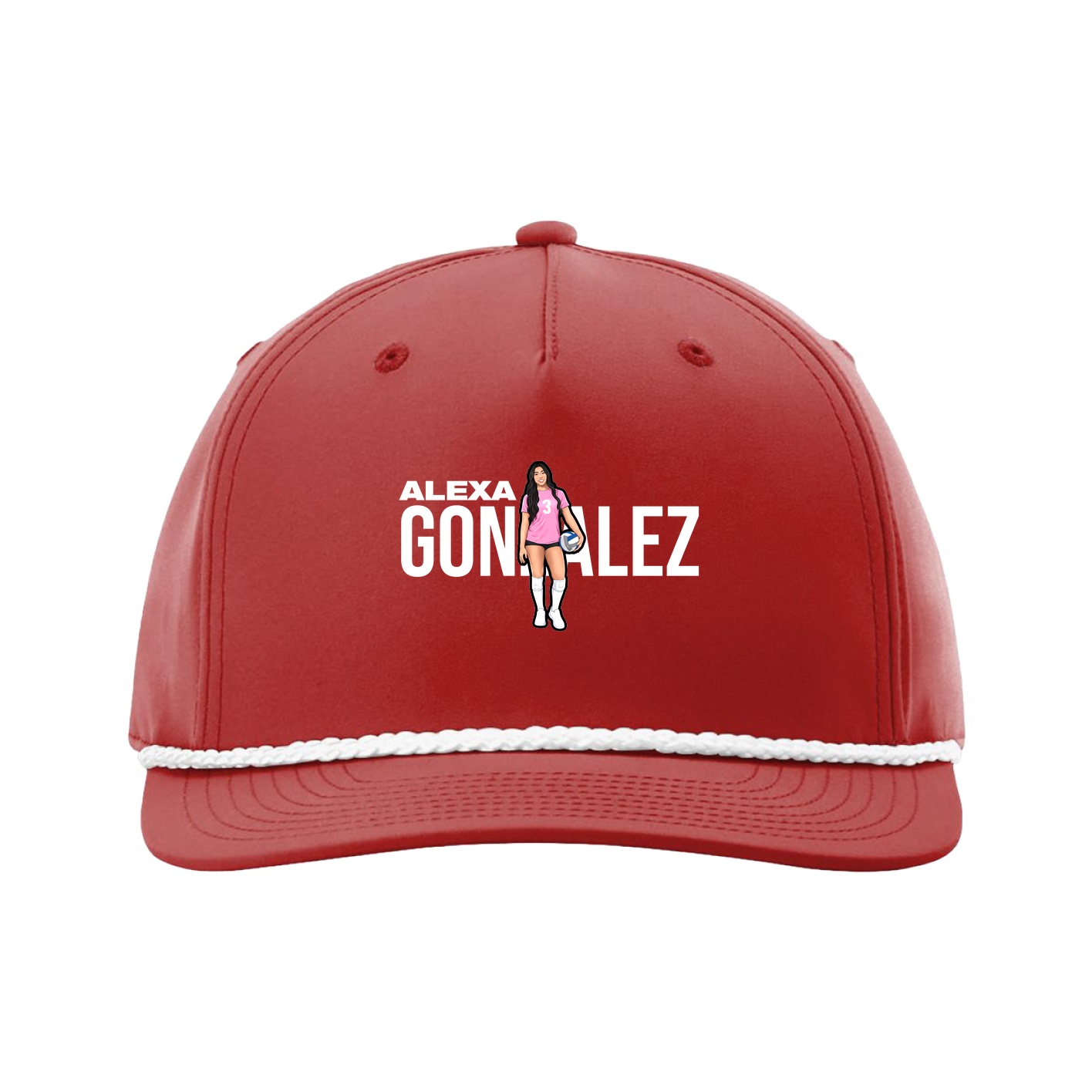 Five-Panel Classic Rope Cap — Player Name in Red