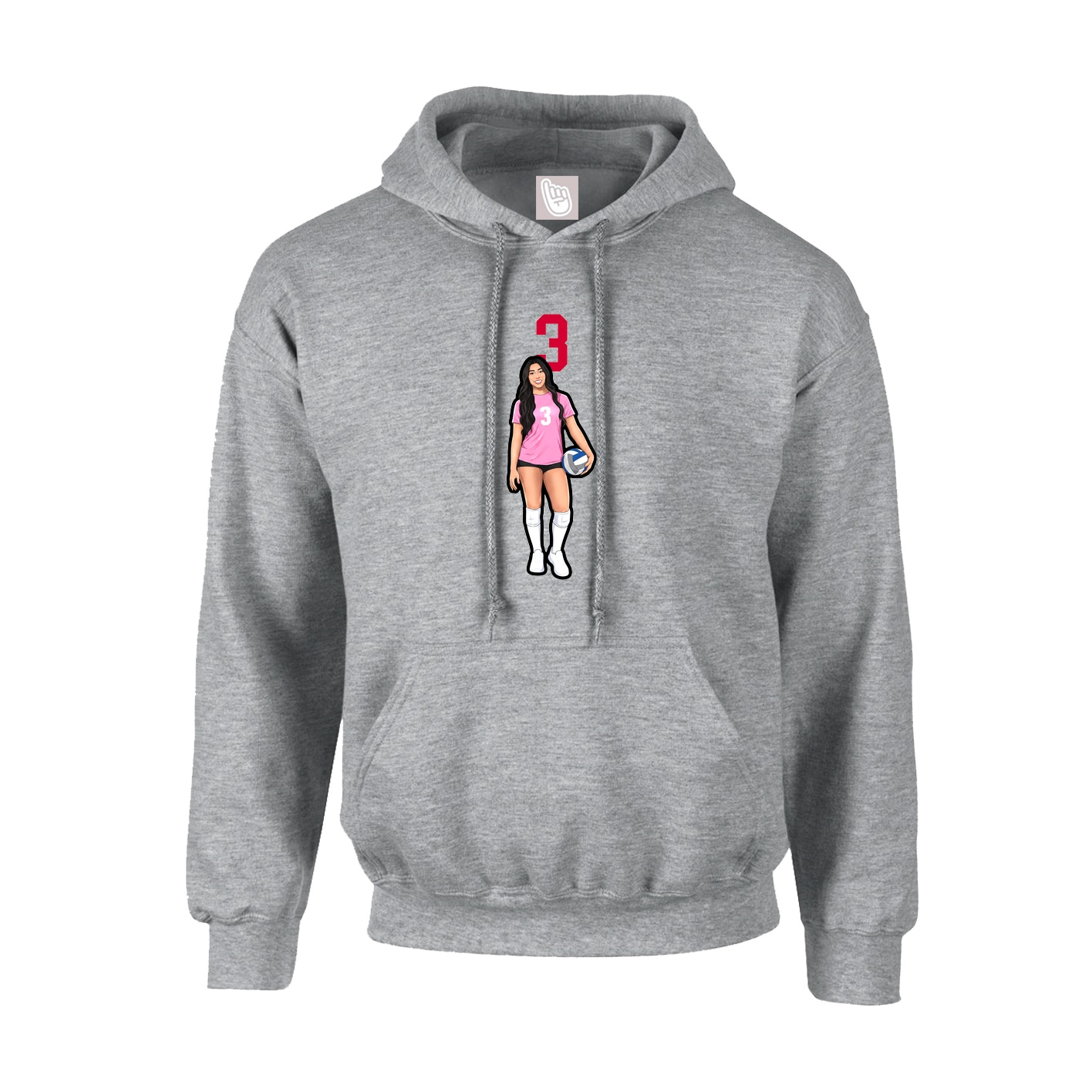 Youth Hoodie — Number Top in Grey