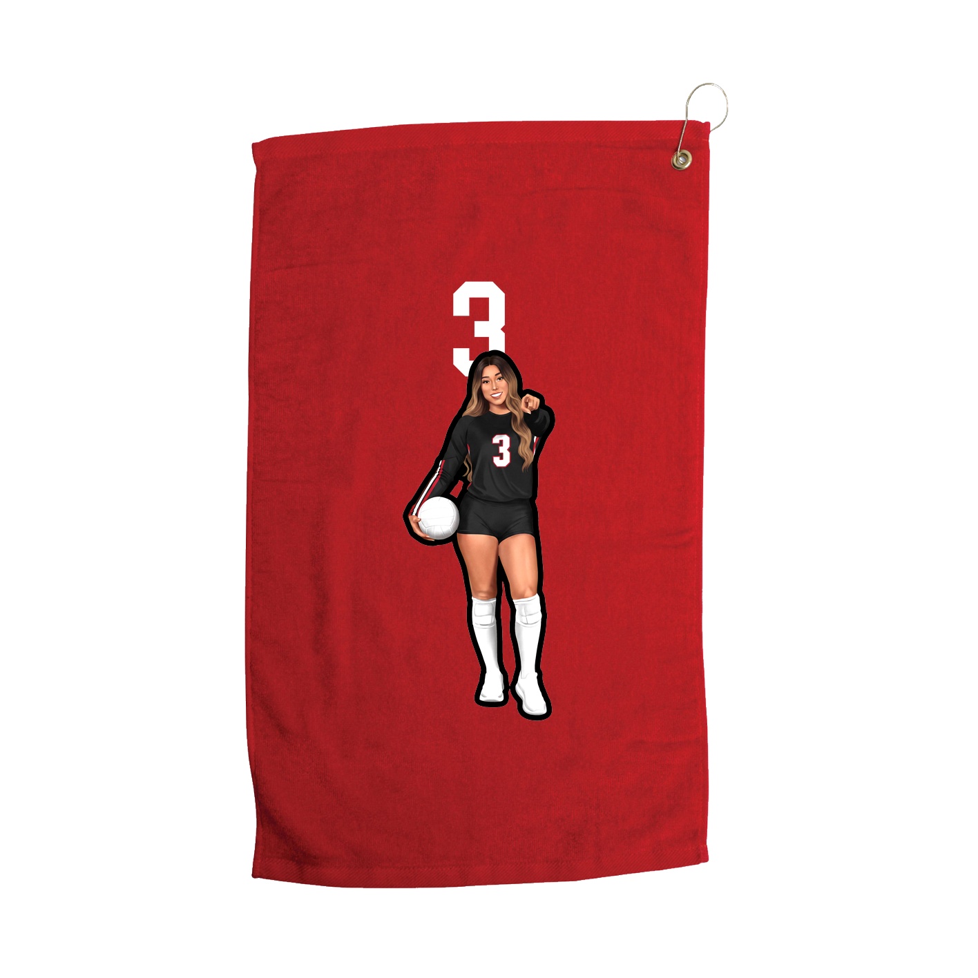 Golf Towel — Number Top in Red