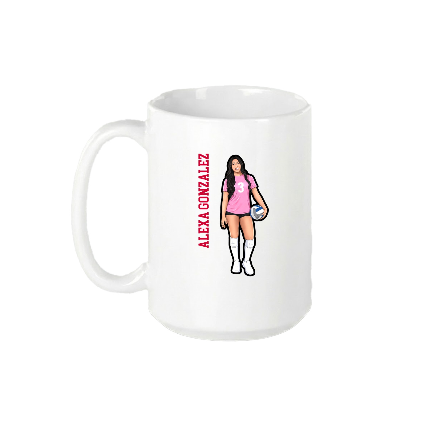 15oz Coffee Mug — Name Vertical in White