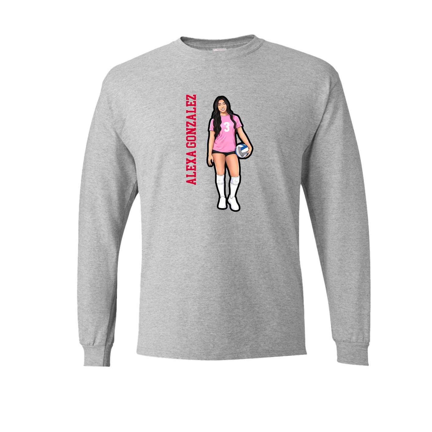 Long Sleeve Tee — Name Vertical in Grey
