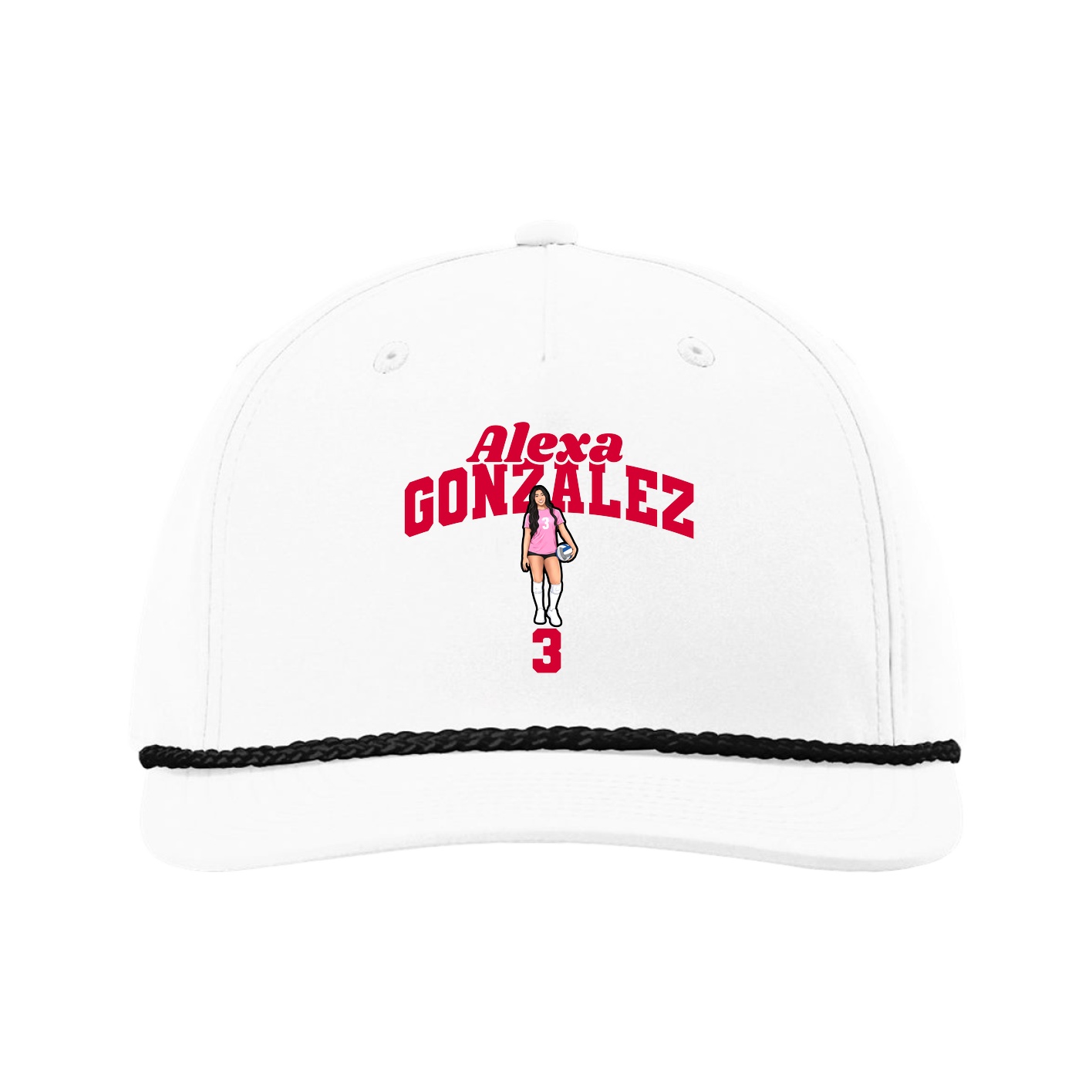 Five-Panel Classic Rope Cap — Signature Arch in White
