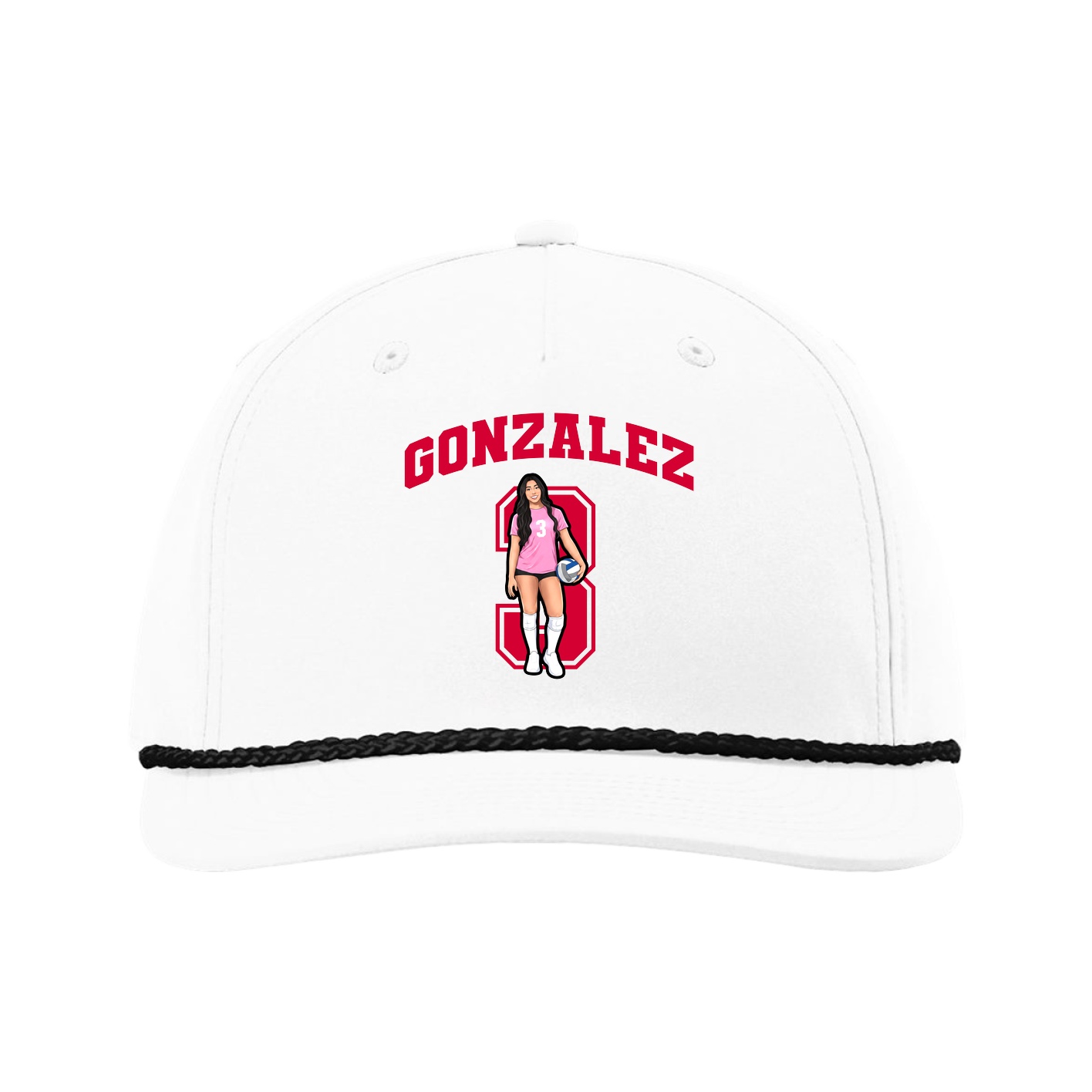 Five-Panel Classic Rope Cap — Number in White