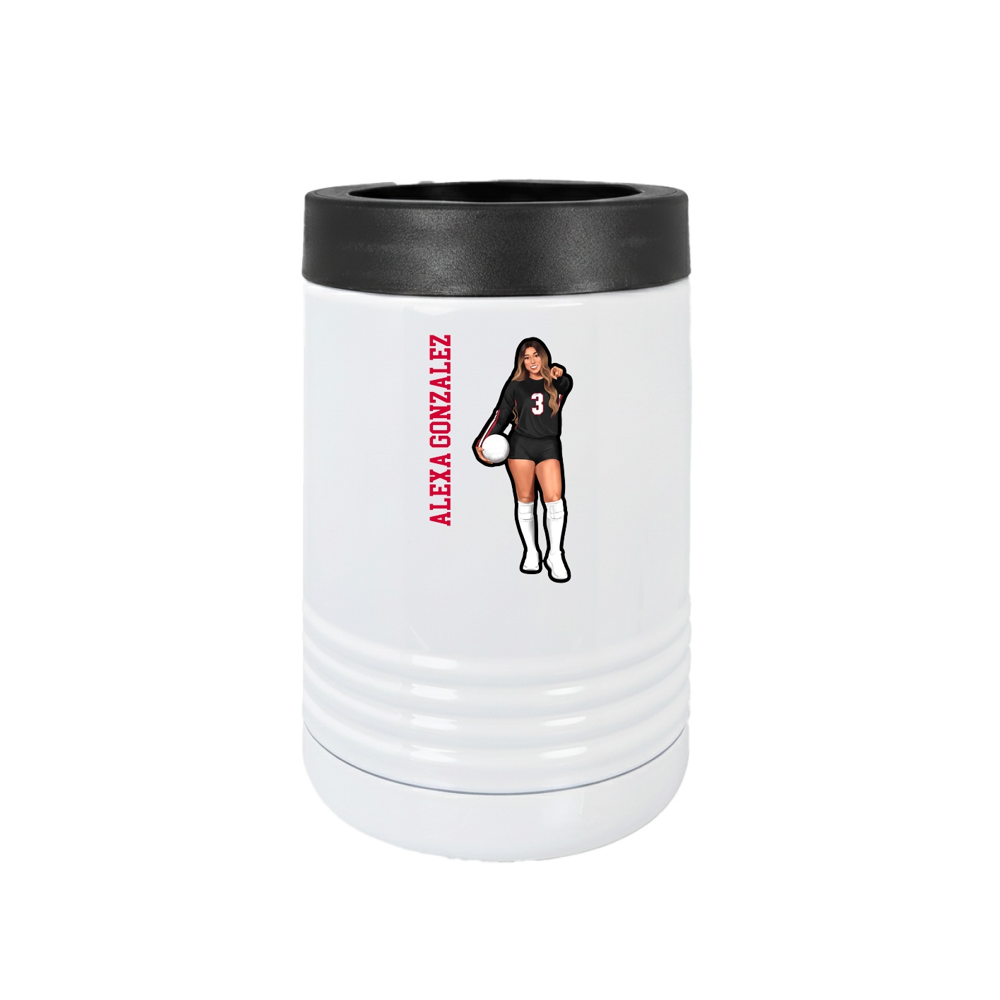 Beverage Holder — Name Vertical in White