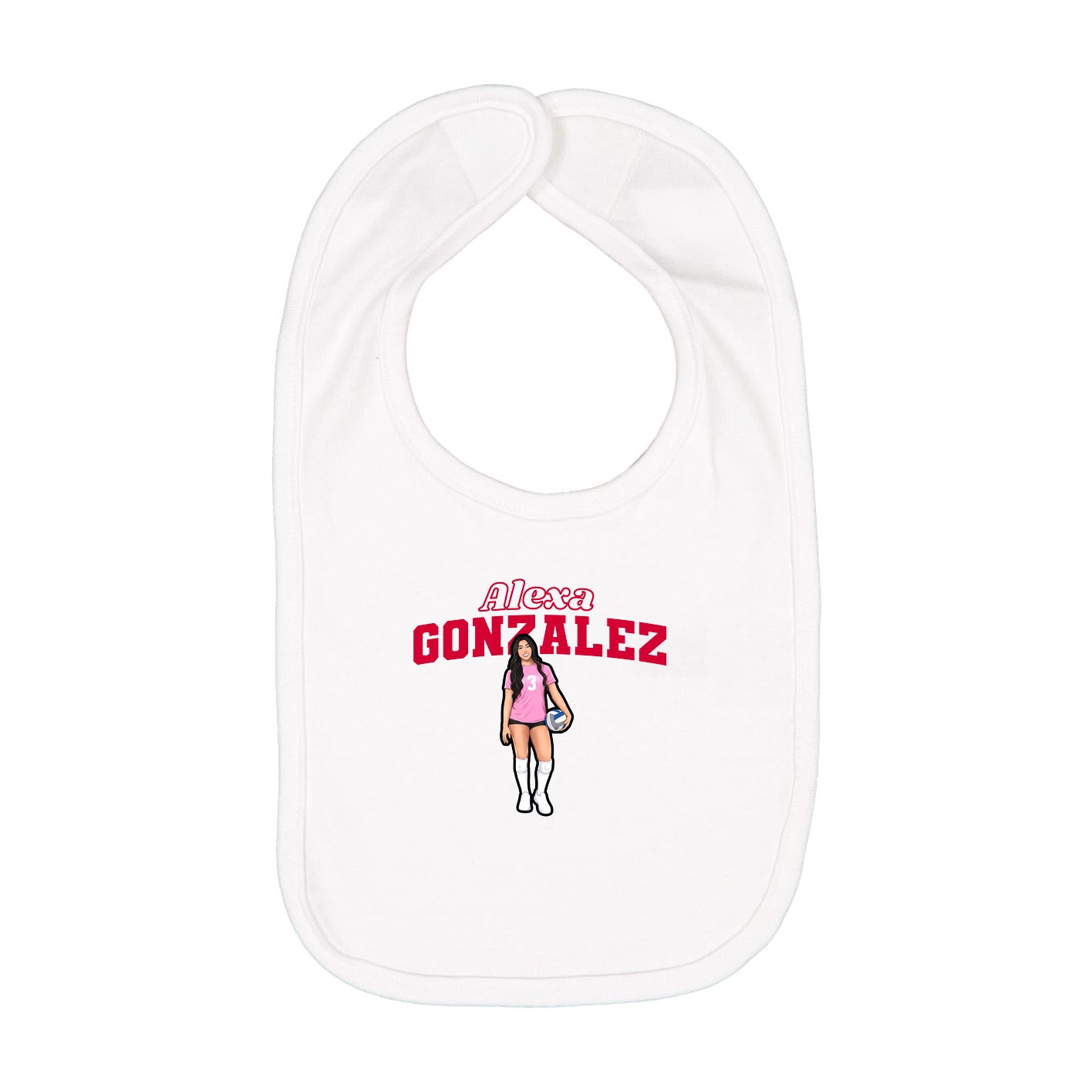Infant Bib — Name Arch in White