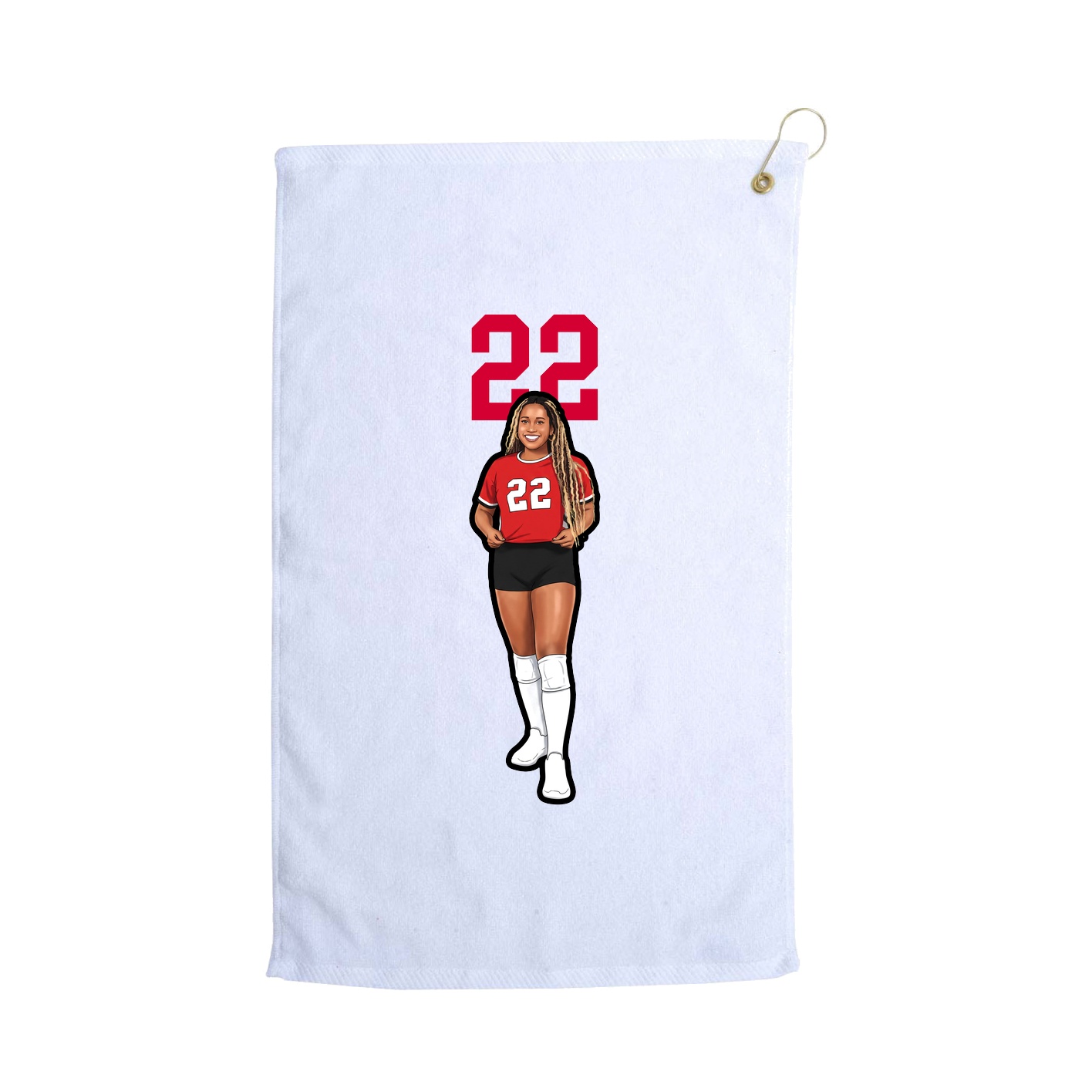 Golf Towel — Number Top in White