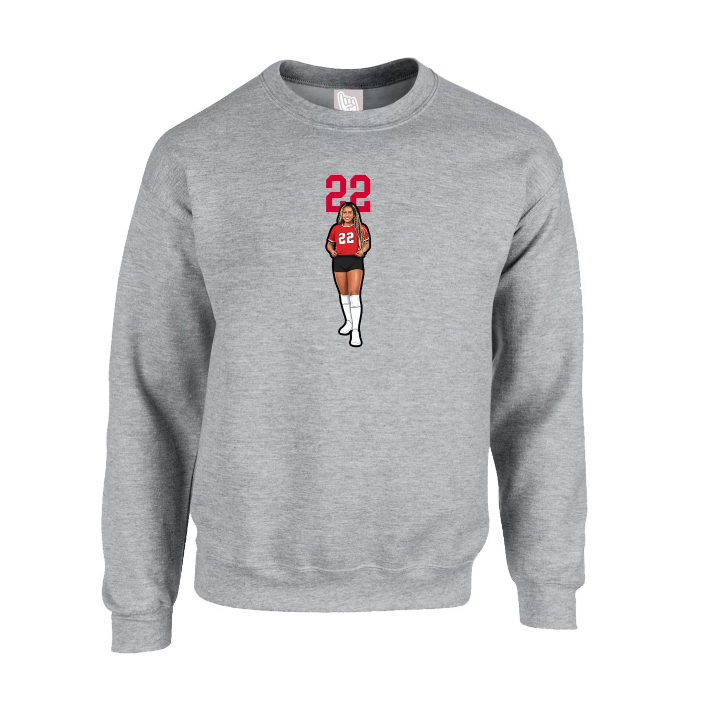 Fleece Crew — Number Top in Grey