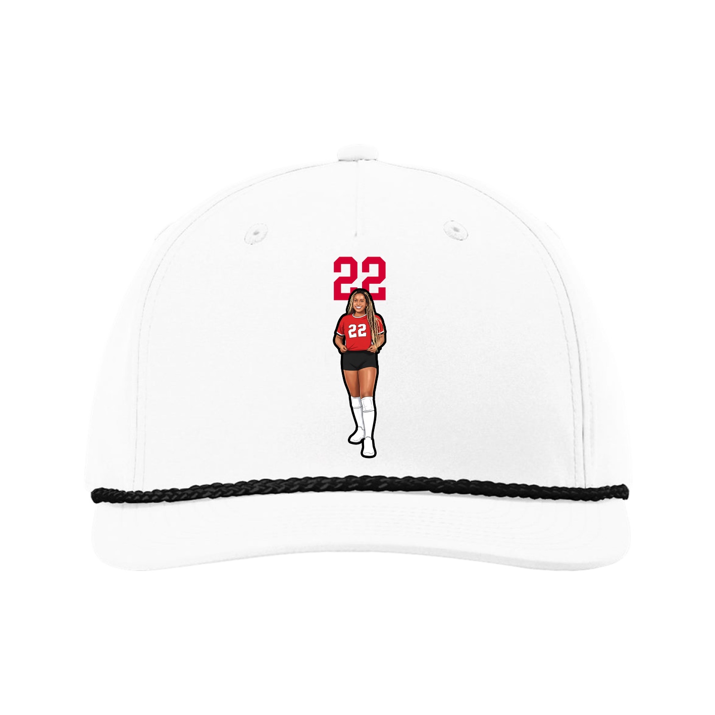 Five-Panel Classic Rope Cap — Number Top in White