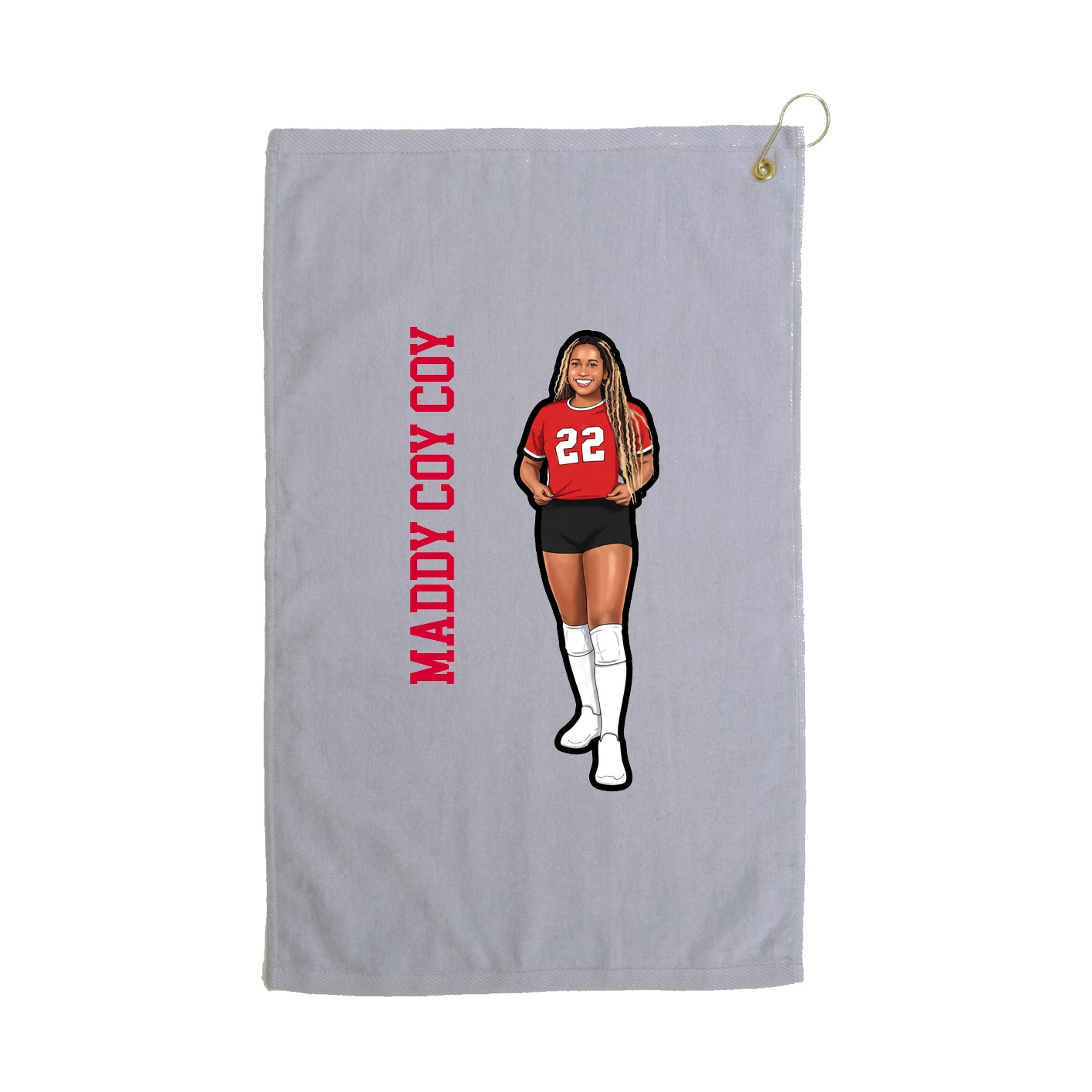 Golf Towel — Name Vertical in Grey