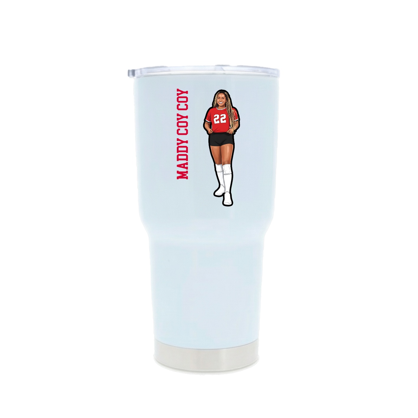 30oz Stainless Steel Tumbler — Name Vertical in White