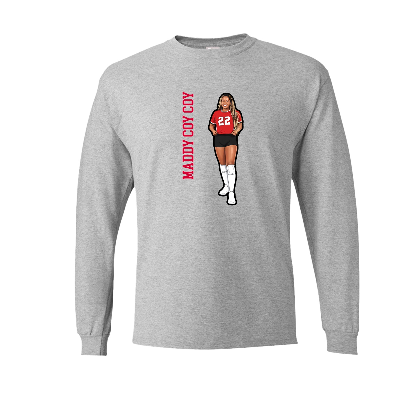 Long Sleeve Tee — Name Vertical in Grey