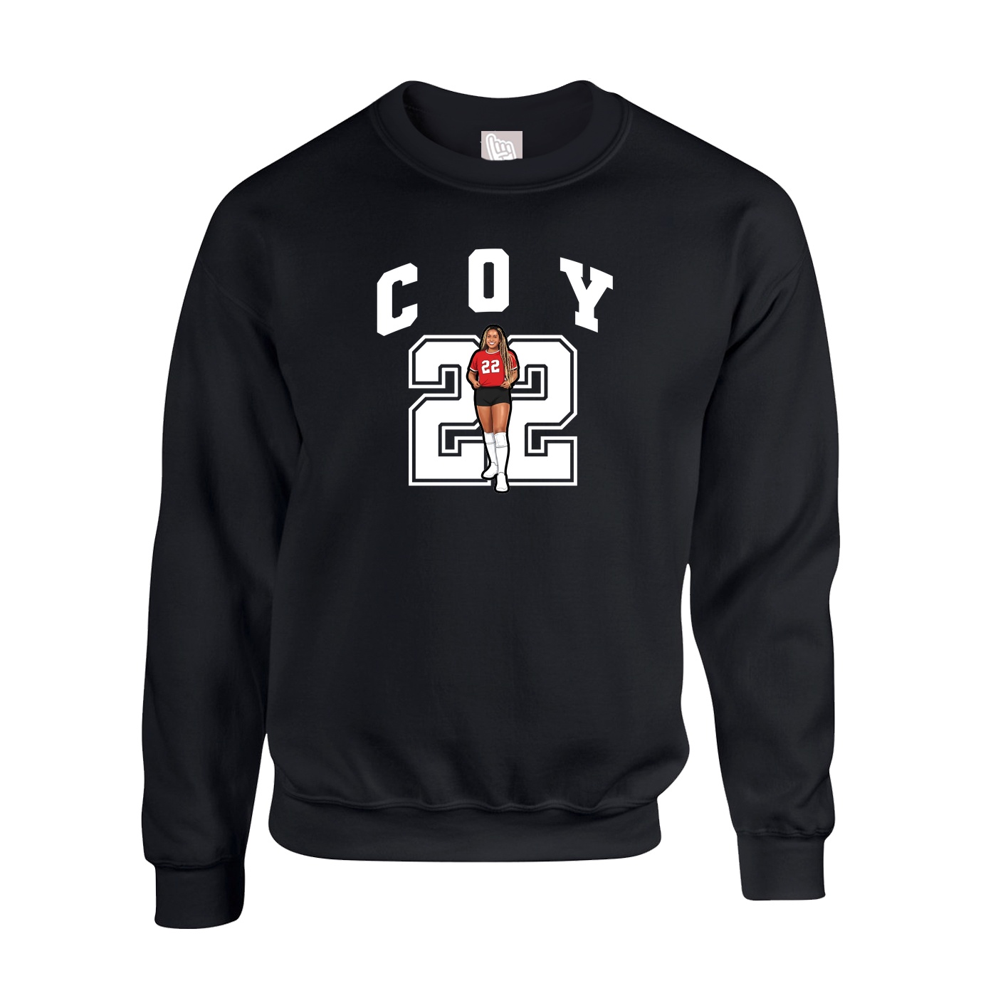 Fleece Crew — Number in Black