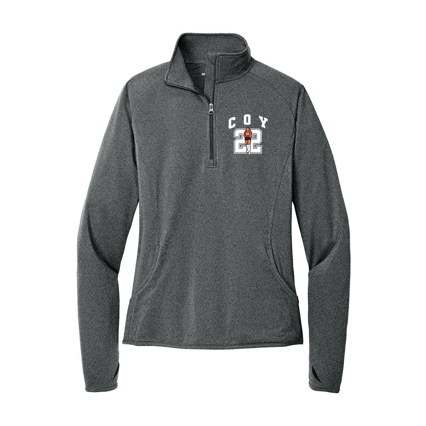 Women's Q-Zip Pullover — Number in Grey