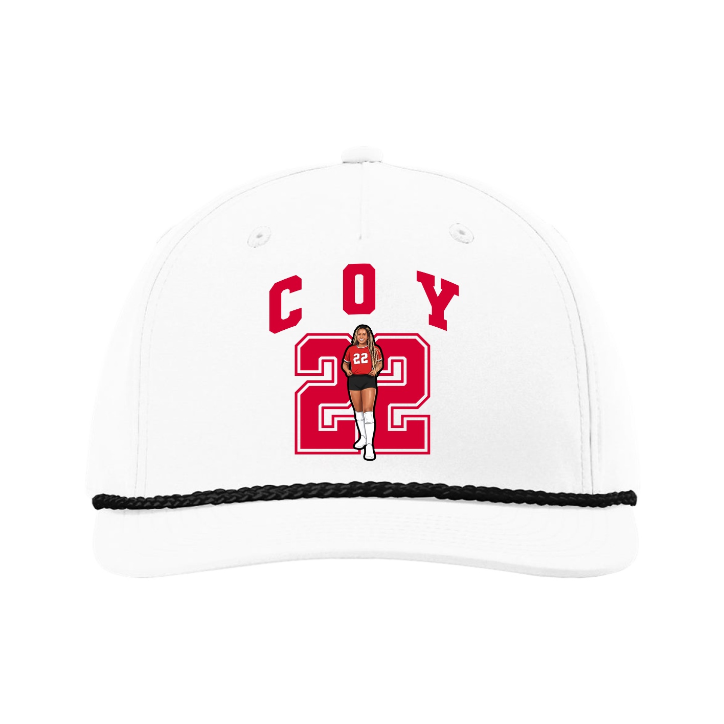 Five-Panel Classic Rope Cap — Number in White