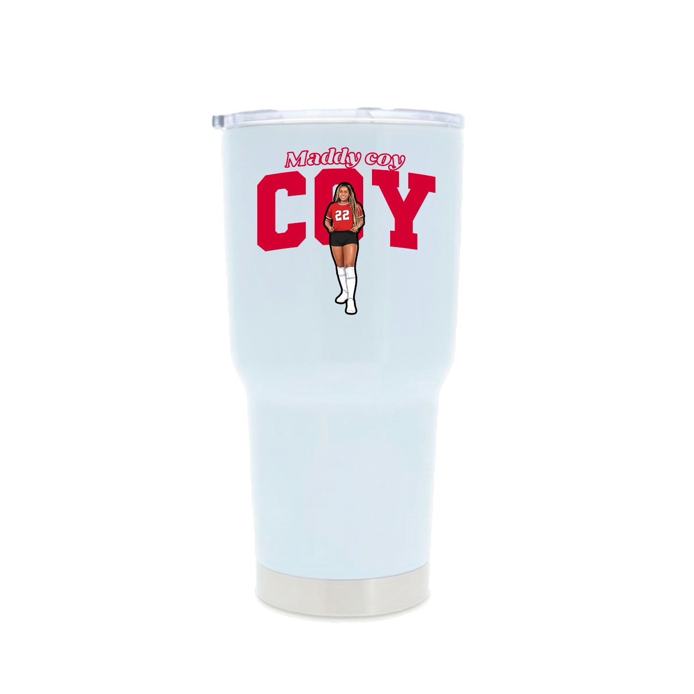 30oz Stainless Steel Tumbler — Name Arch in White
