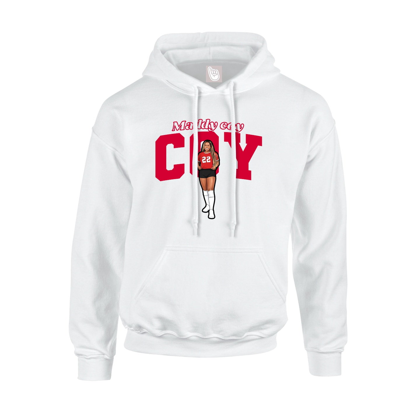 Youth Hoodie — Name Arch in White