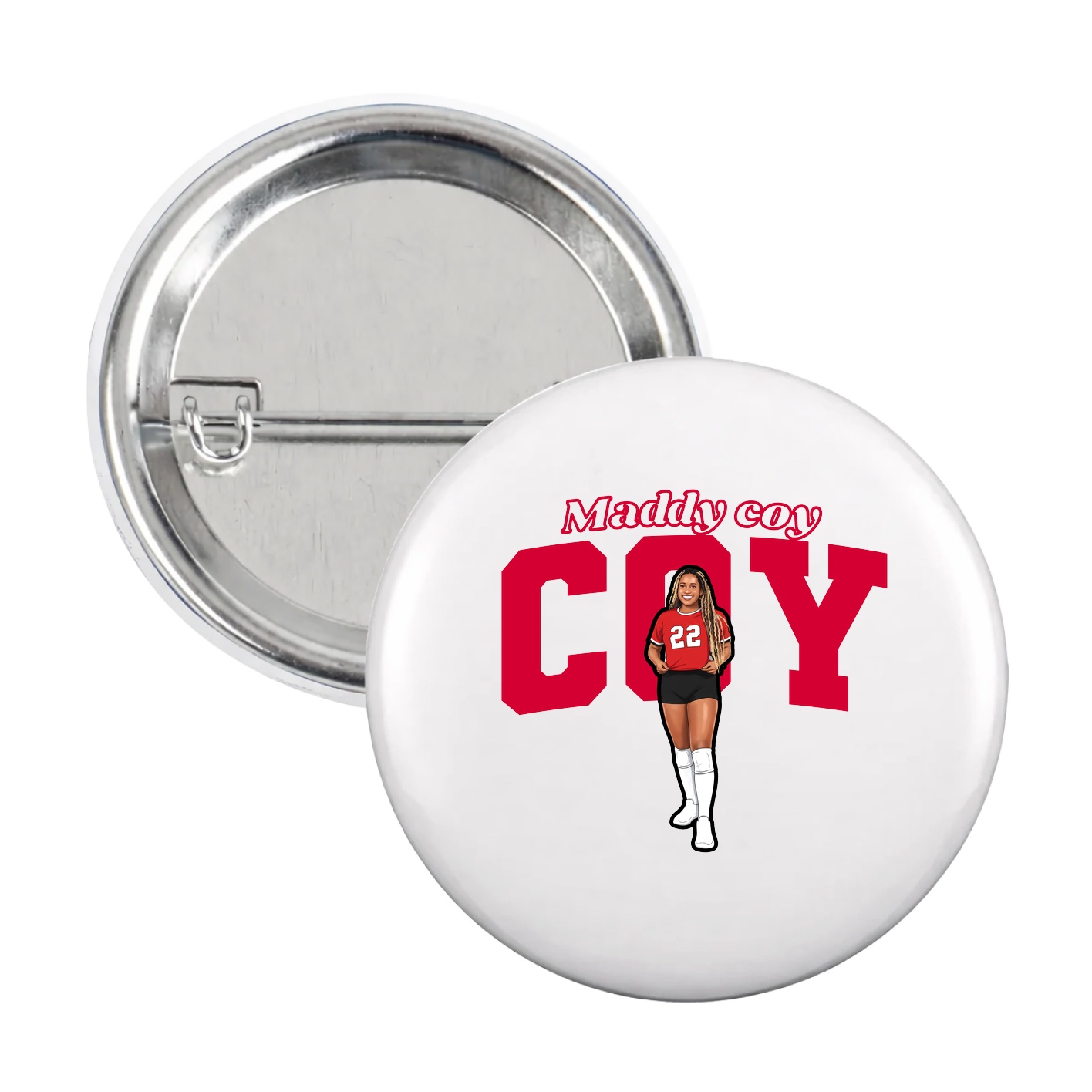 Game Day Button — Name Arch in White
