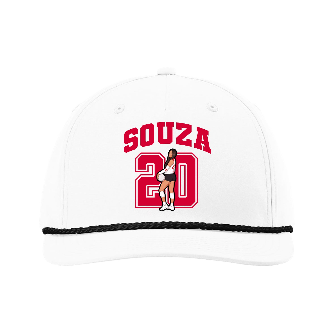 Five-Panel Classic Rope Cap — Number in White