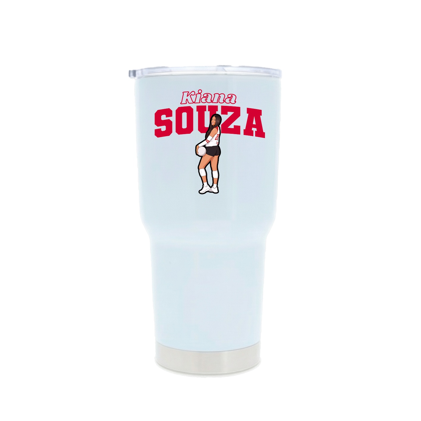 30oz Stainless Steel Tumbler — Name Arch in White