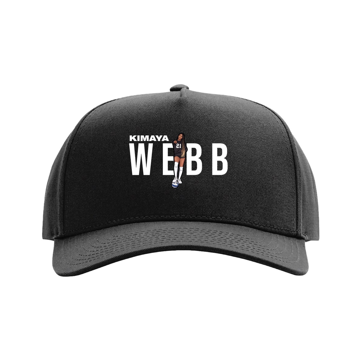 Full Fabric Five-Panel Champ Cap — Player Name in Black