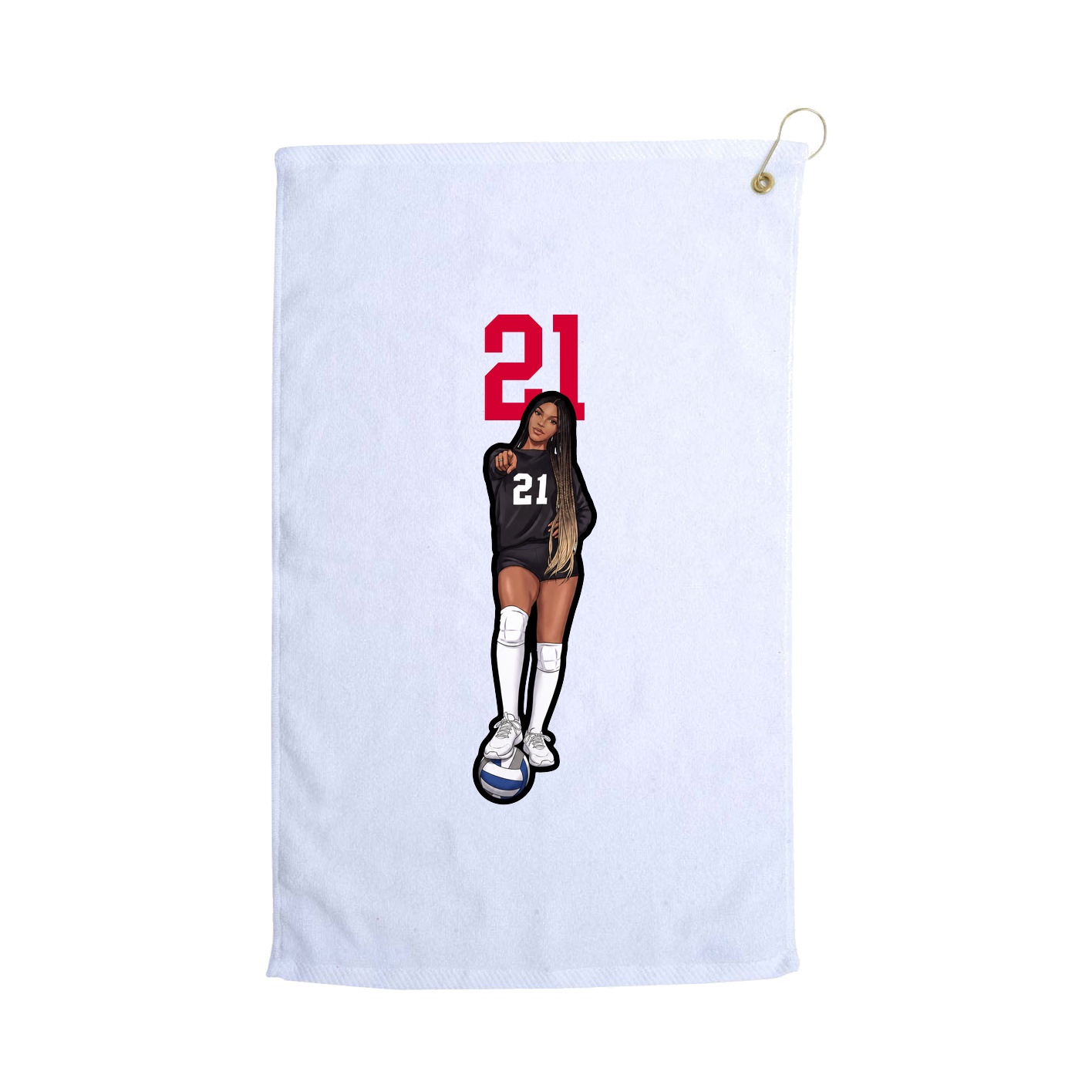 Golf Towel — Number Top in White