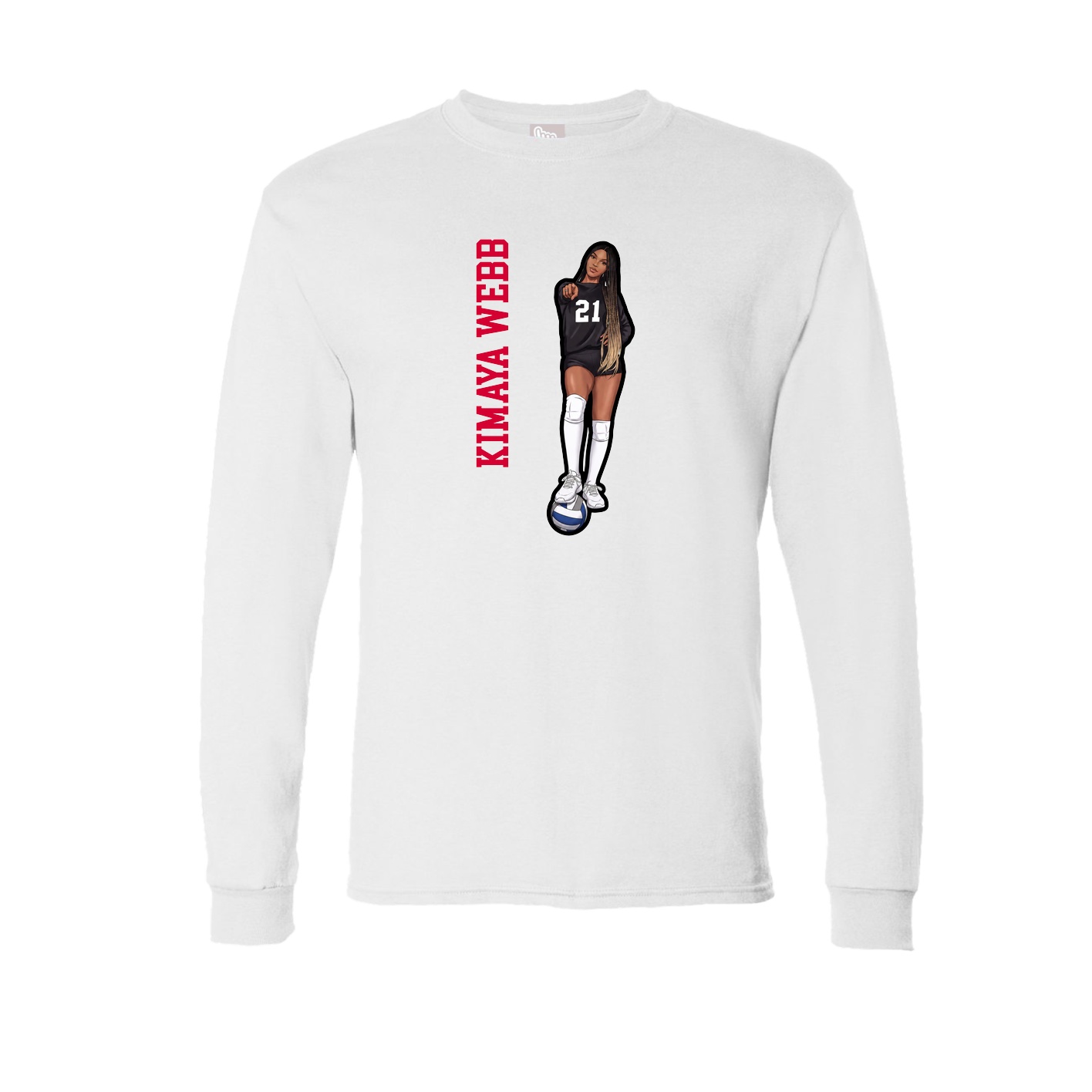 Long Sleeve Tee — Name Vertical in White