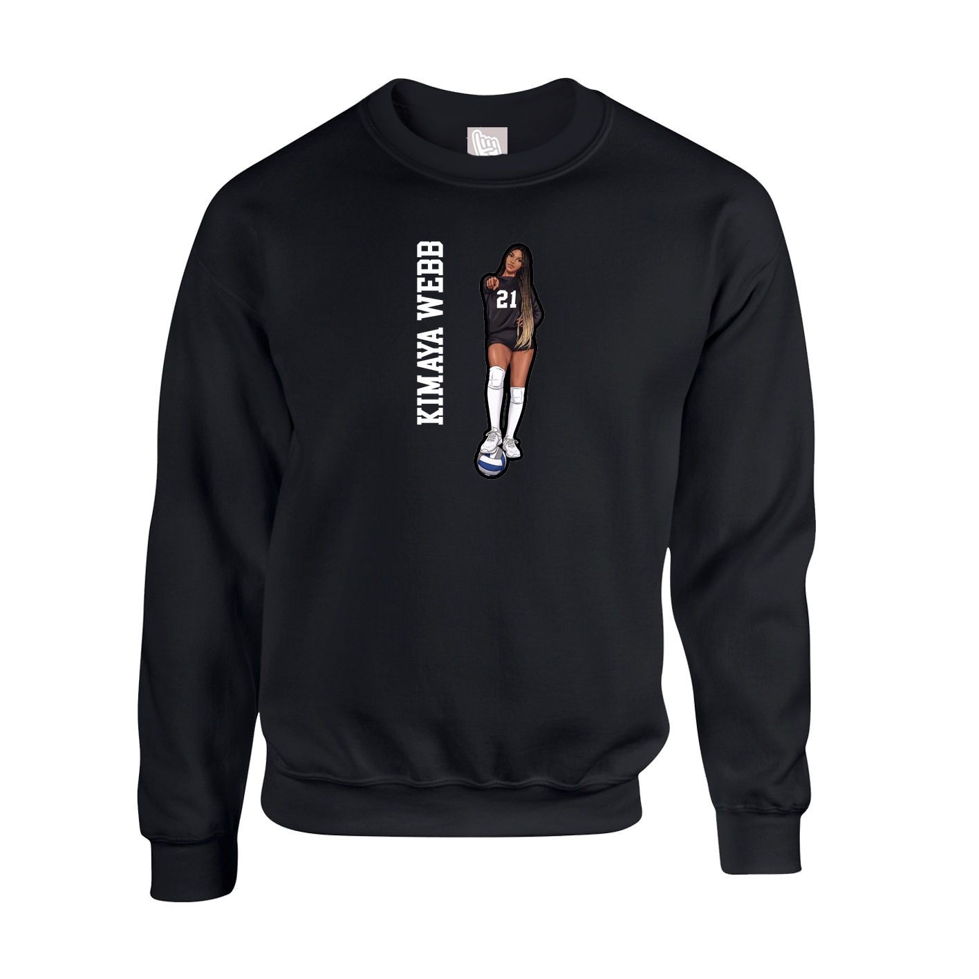 Fleece Crew — Name Vertical in Black