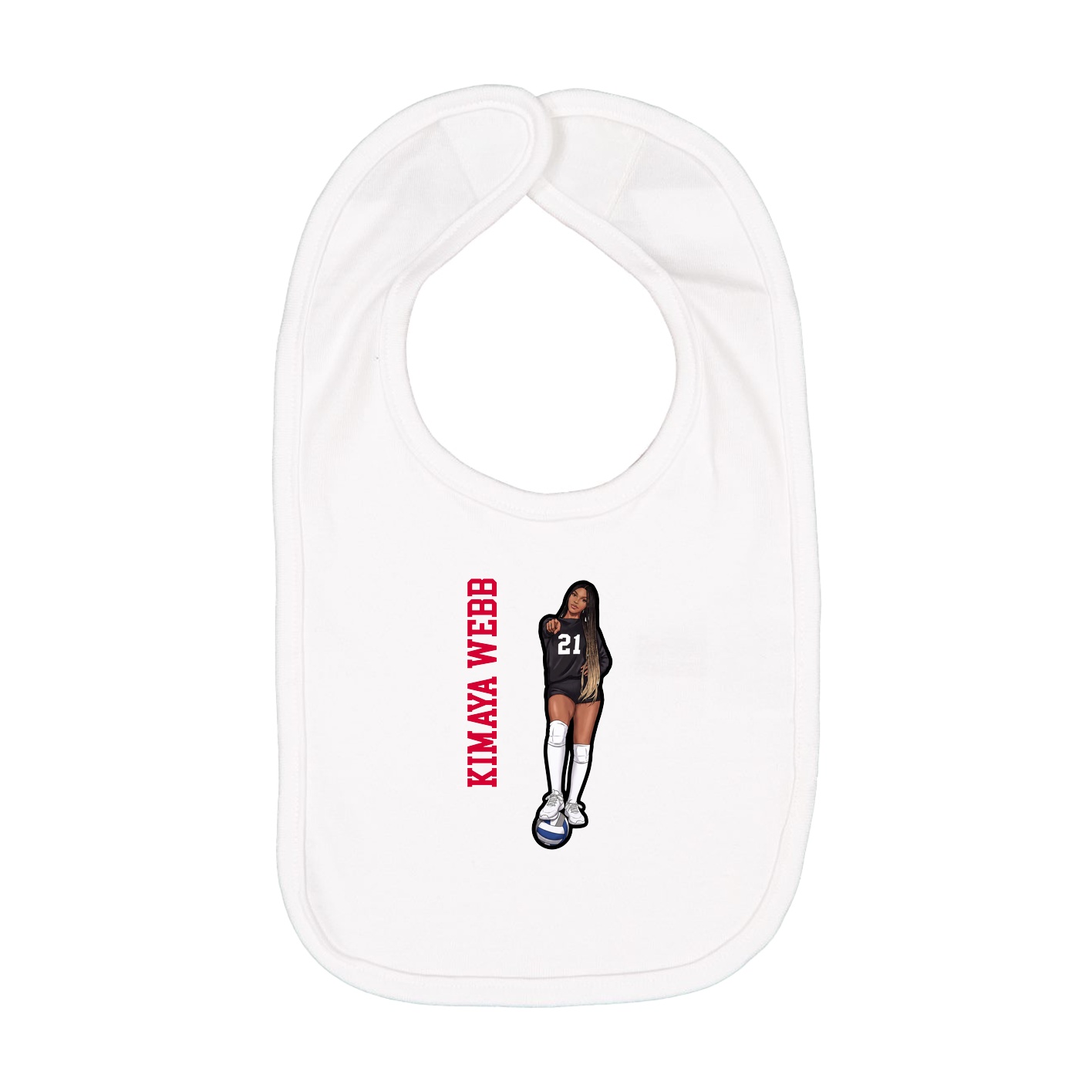 Infant Bib — Name Vertical in White