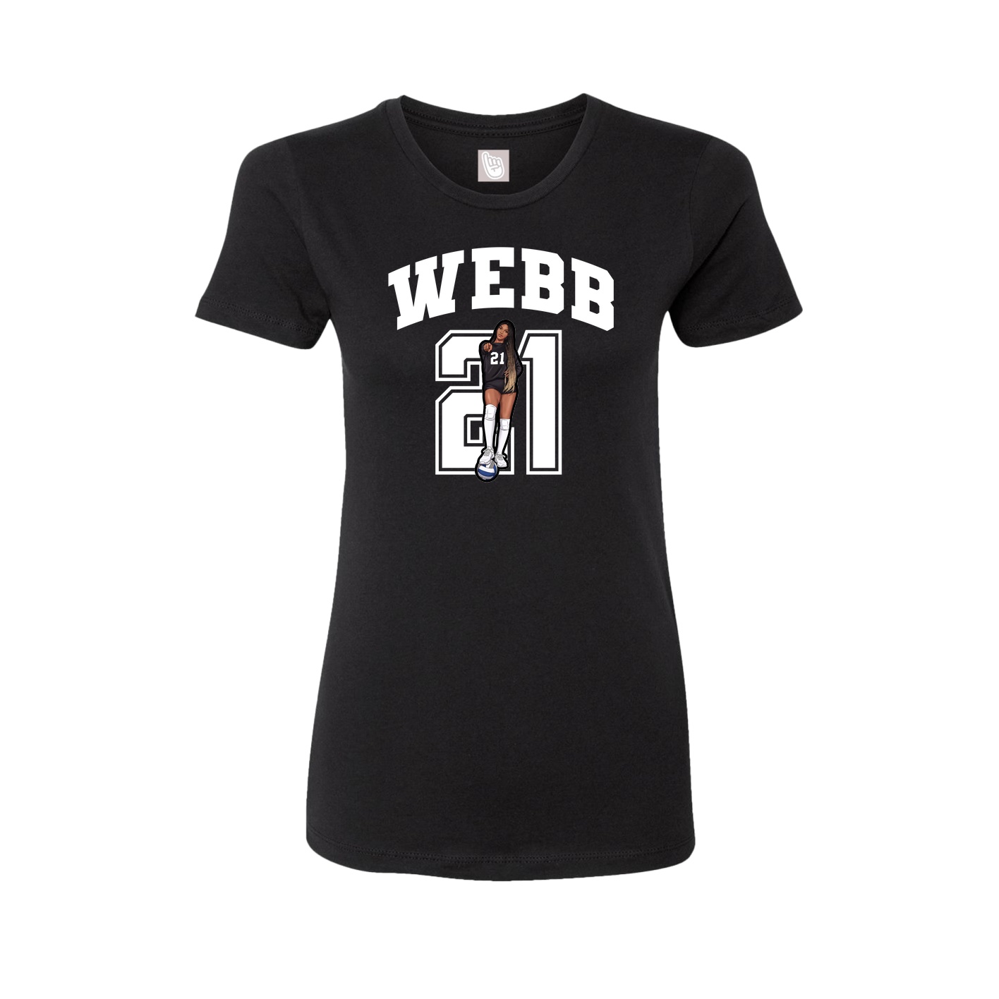 Fitted Women's Tee — Number in Black