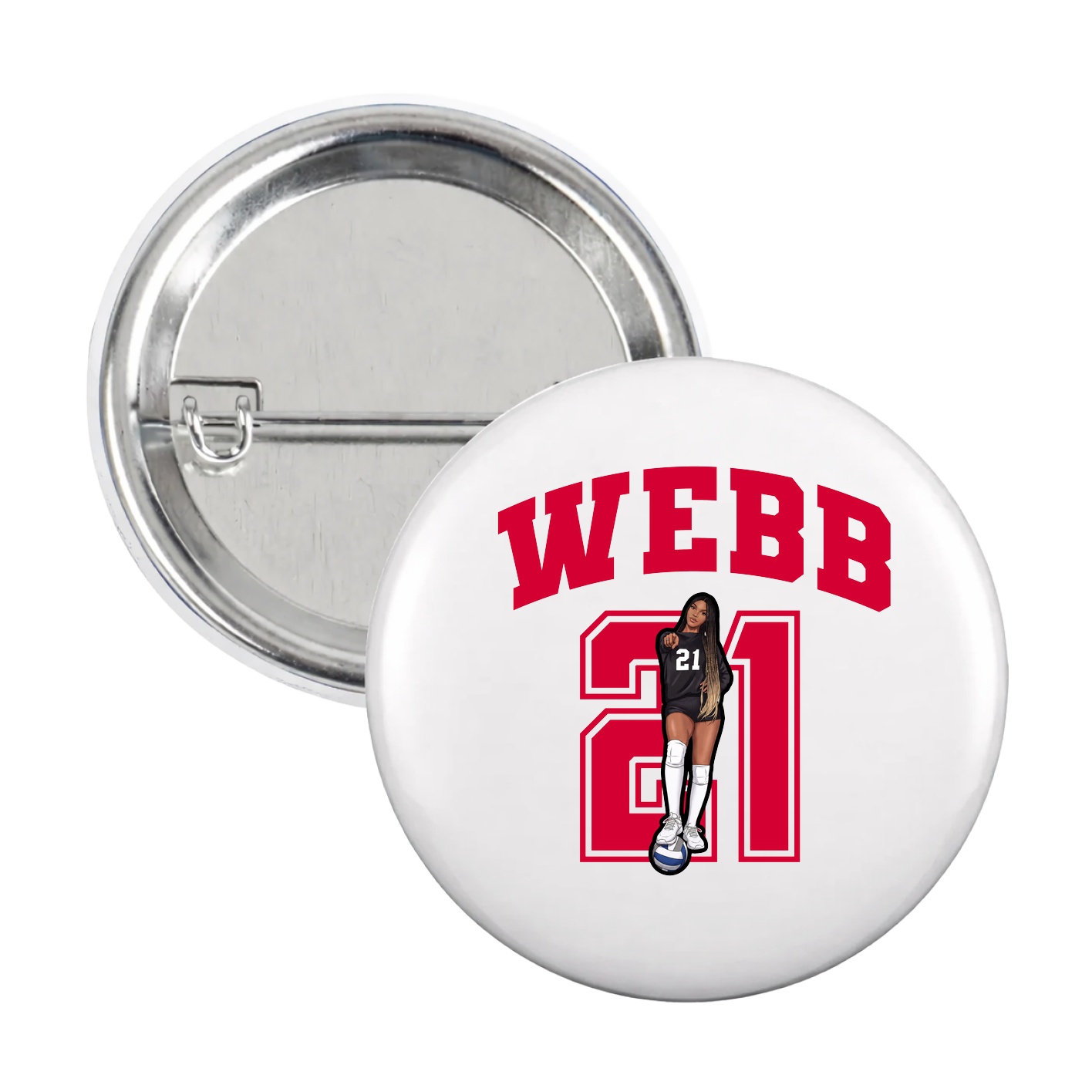 Game Day Button — Number in White