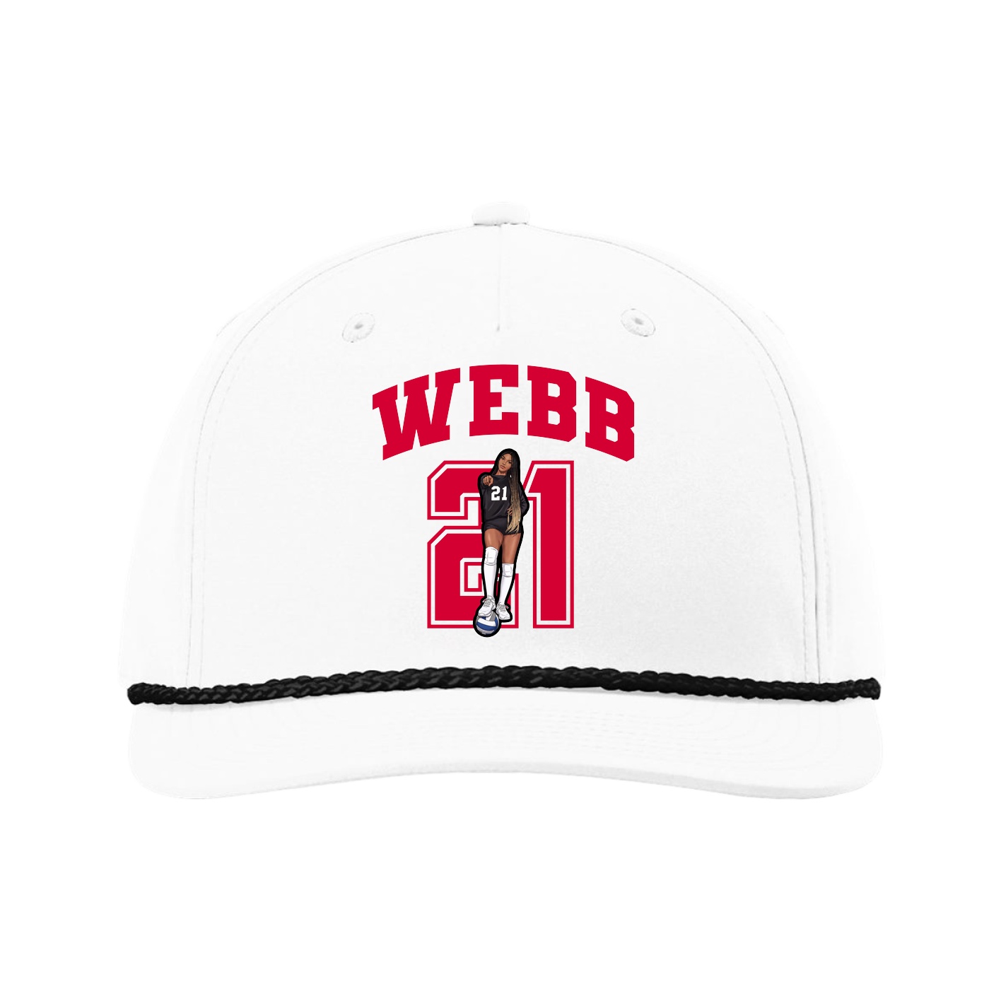 Five-Panel Classic Rope Cap — Number in White