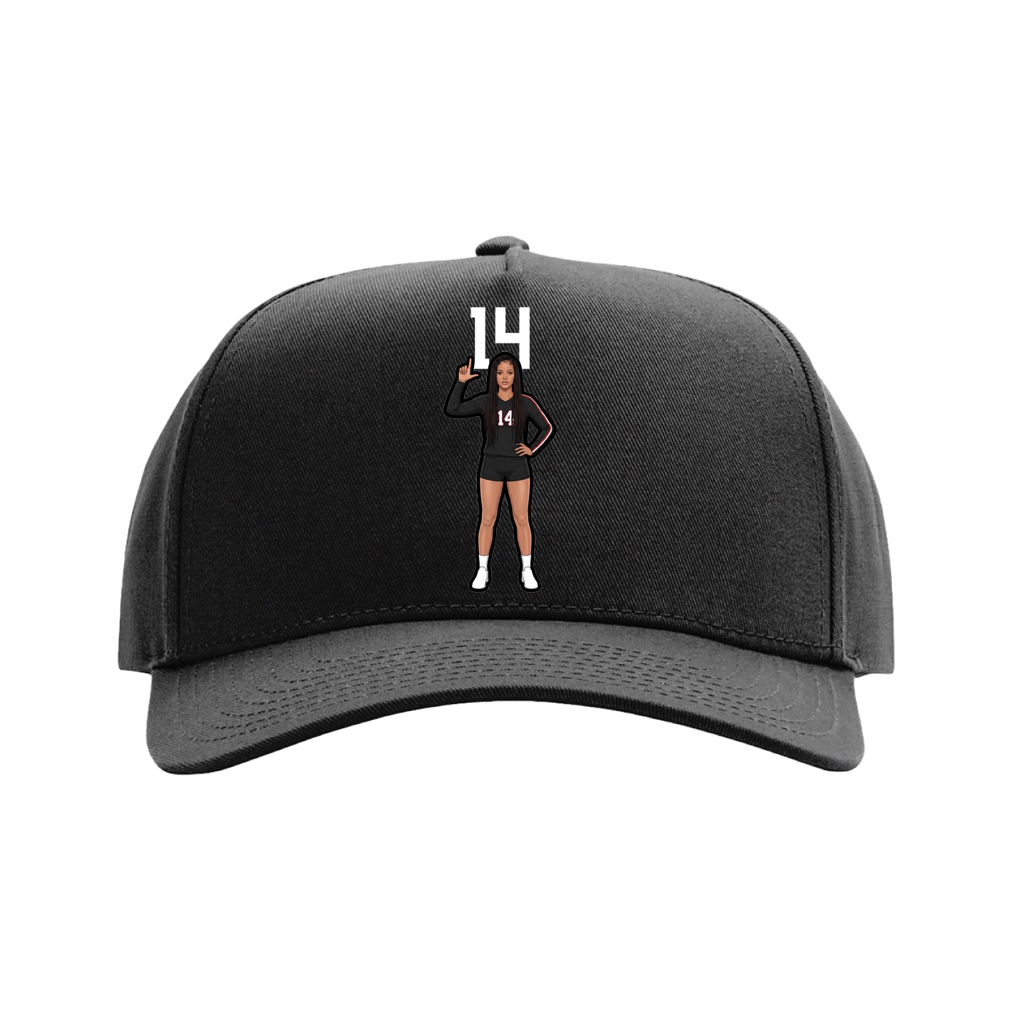 Full Fabric Five-Panel Champ Cap — Number Top in Black