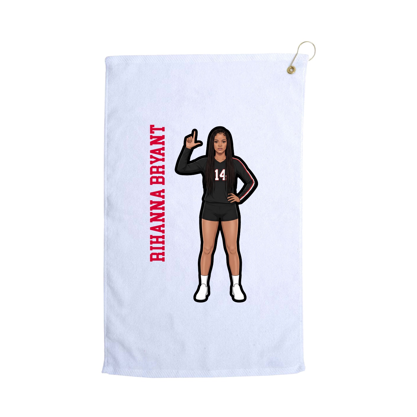 Golf Towel — Name Vertical in White