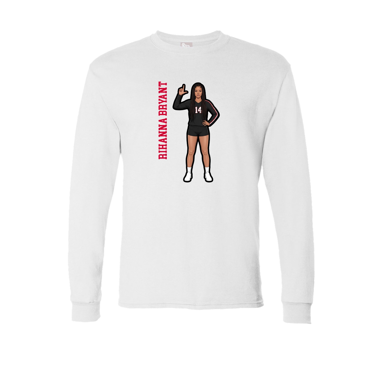 Long Sleeve Tee — Name Vertical in White