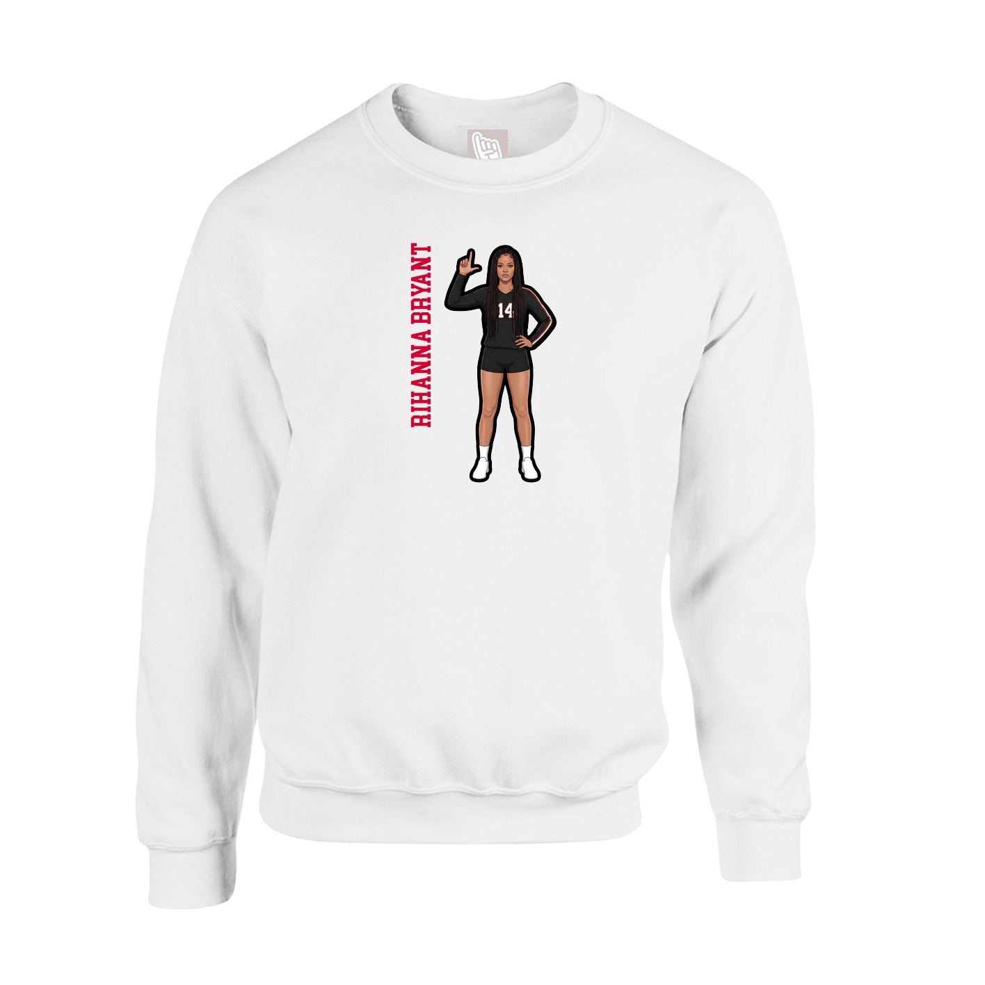 Fleece Crew — Name Vertical in White