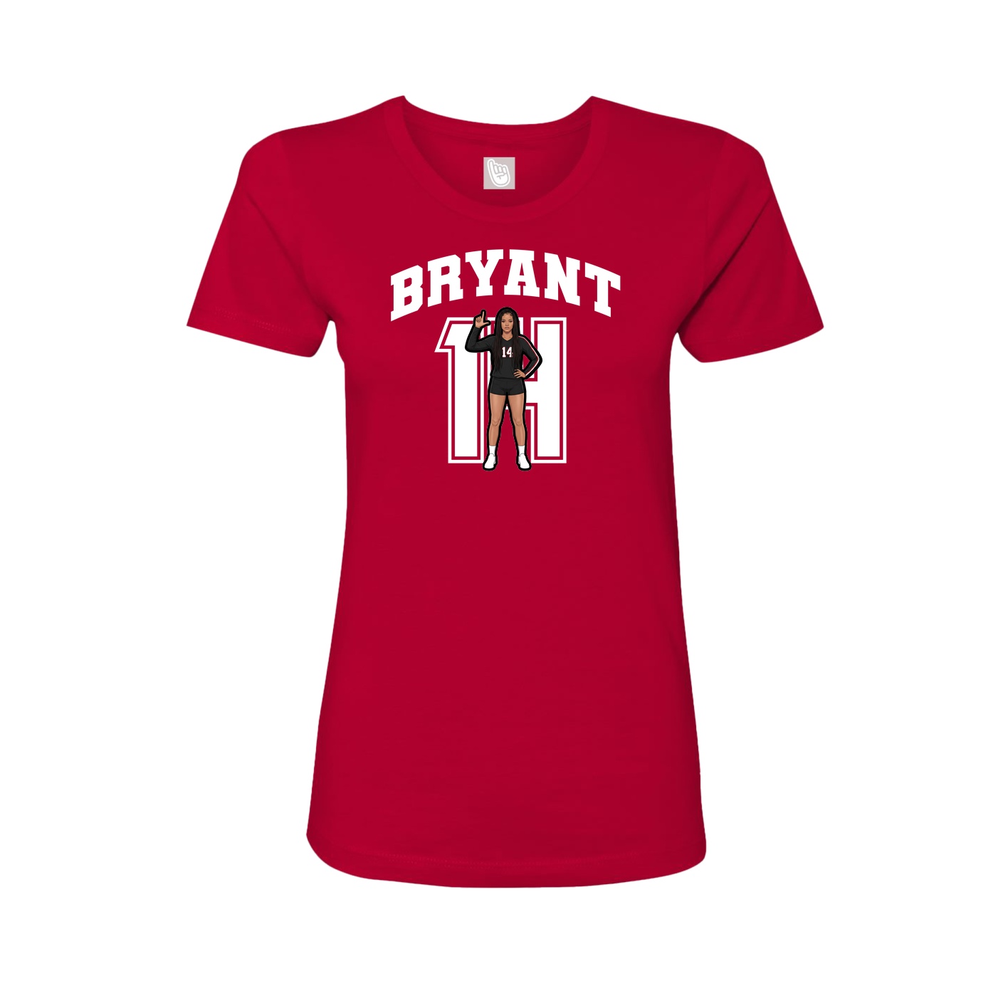 Fitted Women's Tee — Number in Red