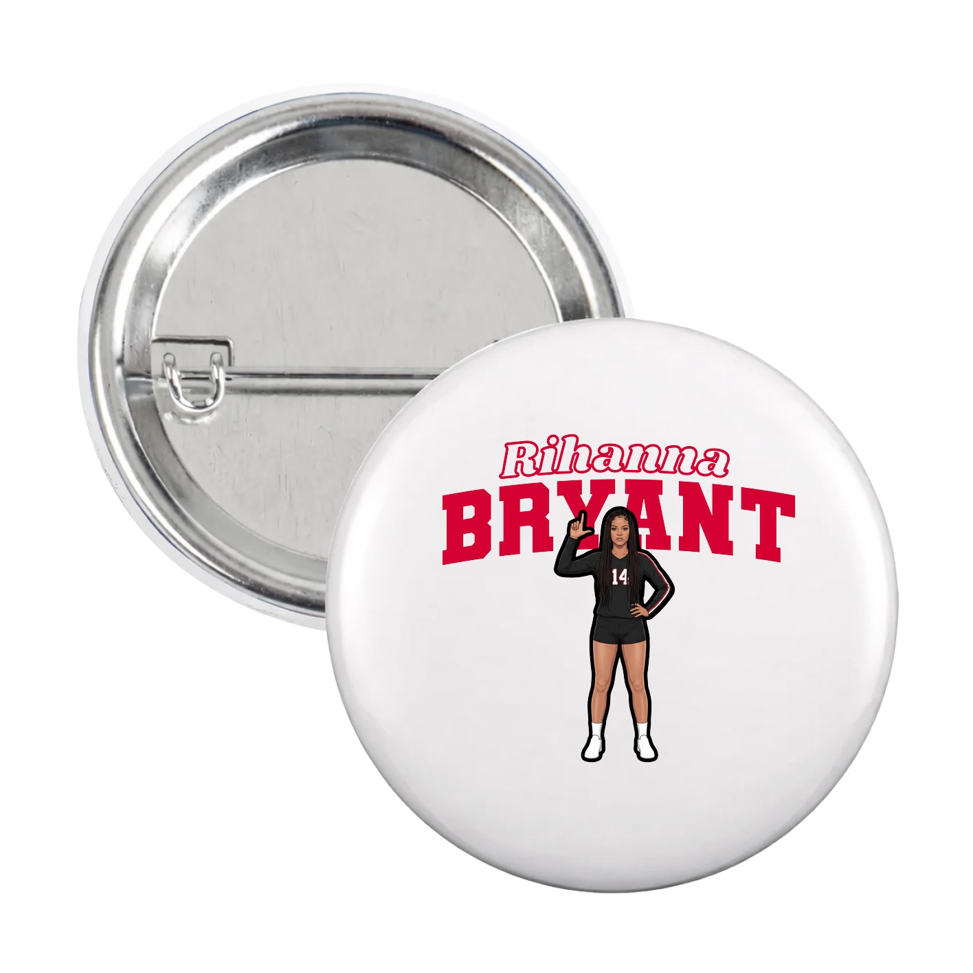 Game Day Button — Name Arch in White