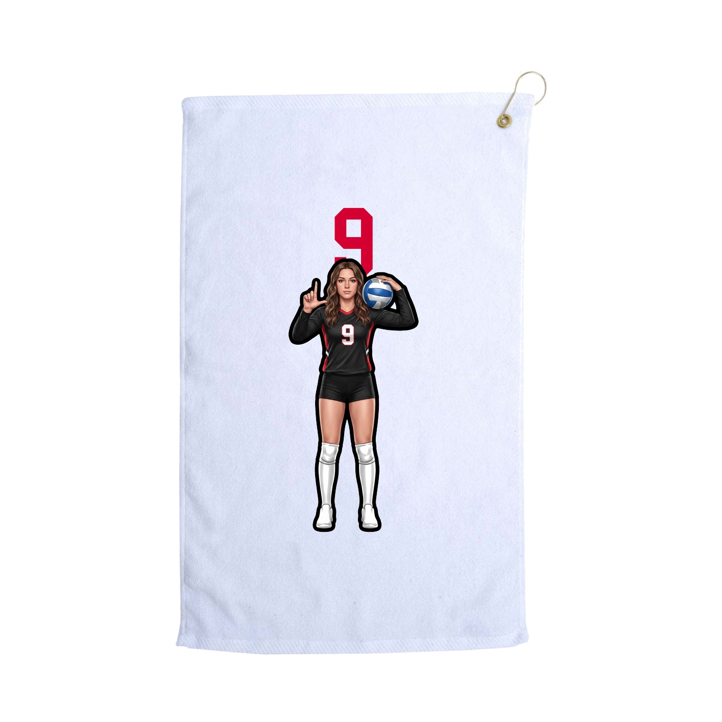Golf Towel — Number Top in White