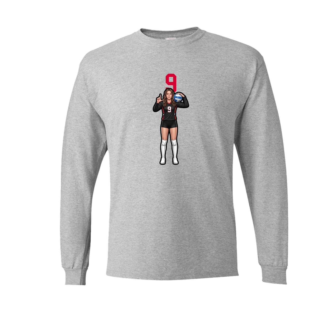 Long Sleeve Tee — Number Top in Grey
